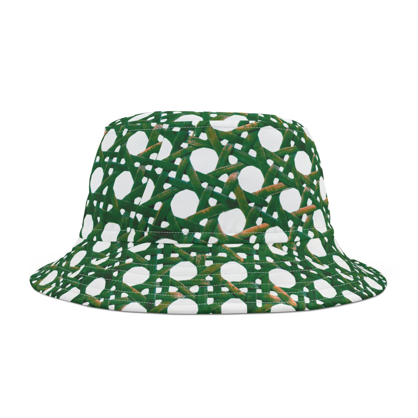 Green Wicker / Polyester Bucket Hat for Beach Lovers