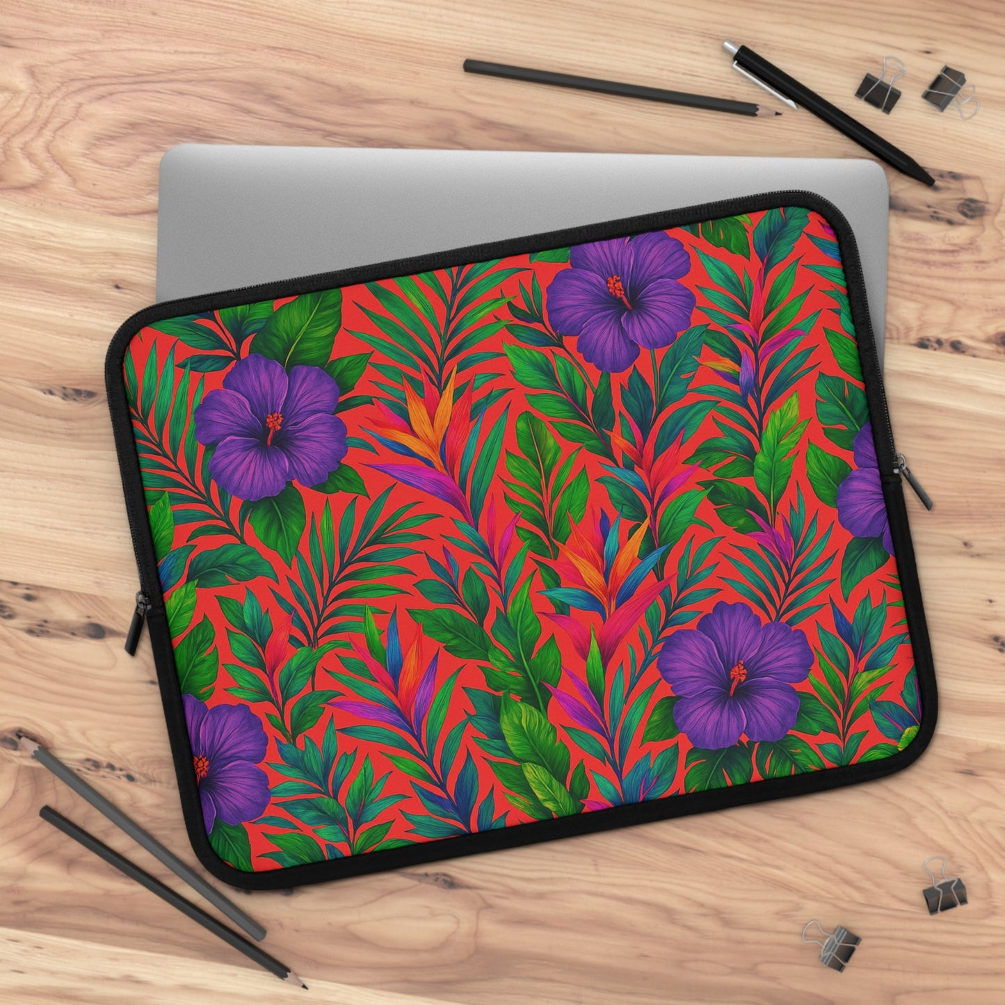 Tropical Laptop Sleeve, 5 Sizes - Perfect for Beach Lovers & Students / Midnight Flowers
