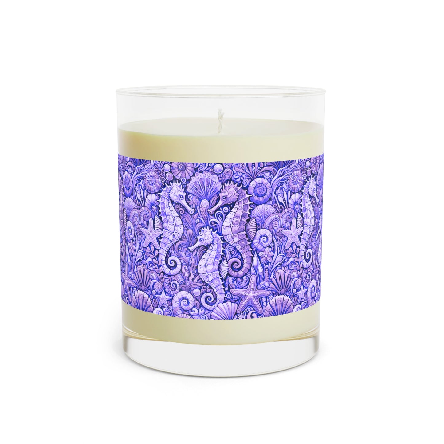 Seahorse Trio/Amethyst Scented Candle - 11oz Full Glass, Tropical Decor