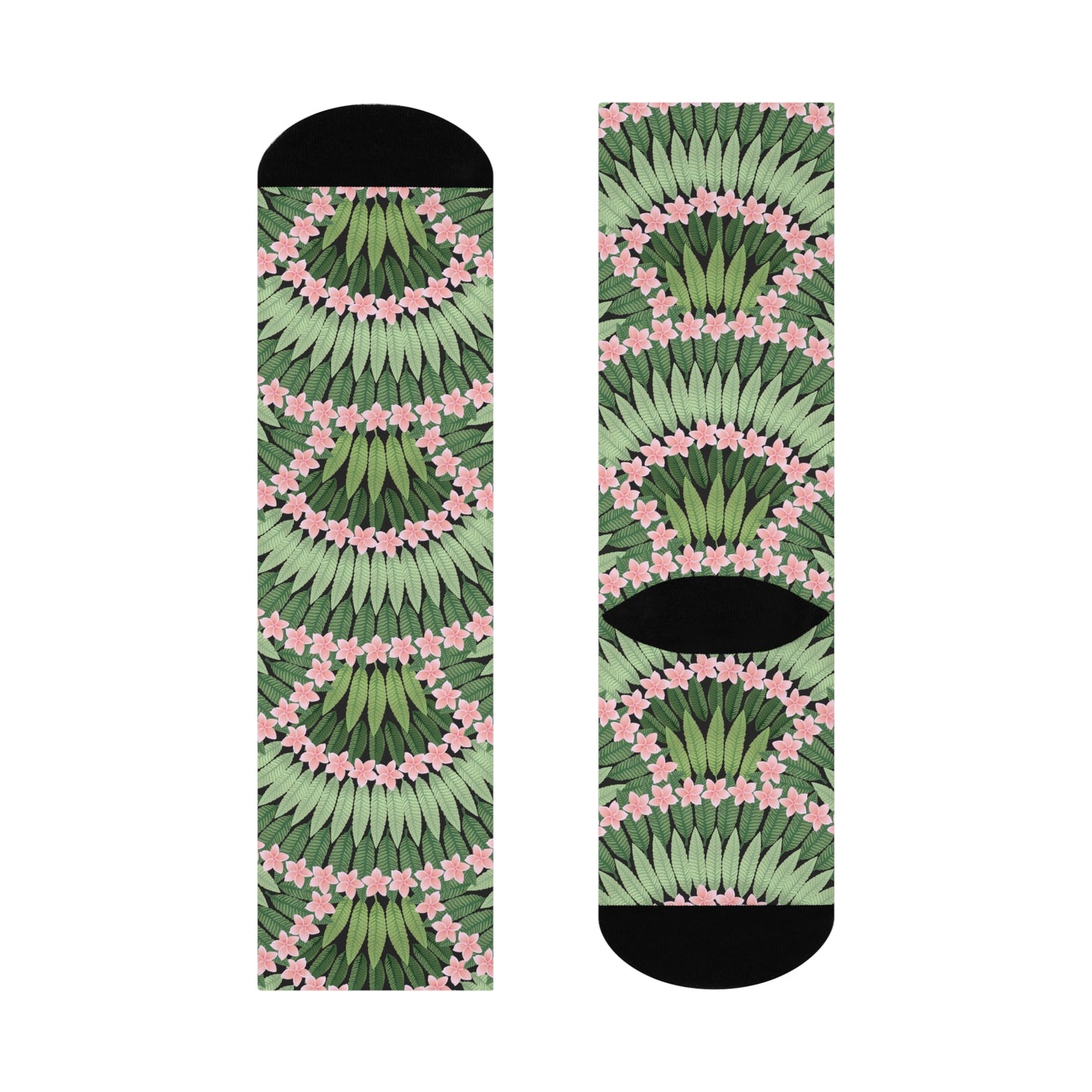 Cushioned Crew Socks - Plumeria and Palms