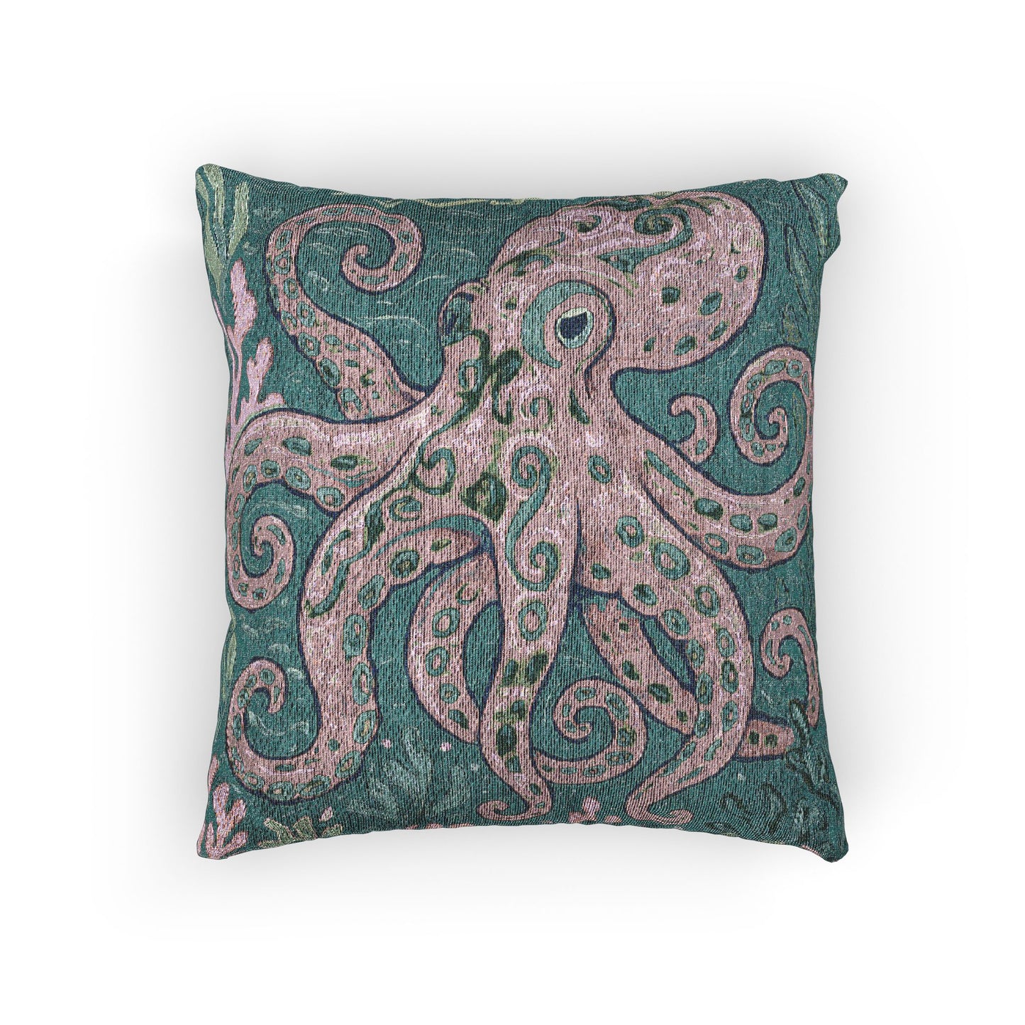 Woven Pillow, 17"W x 18"L ~ Octopus Kraken Joe, Purple