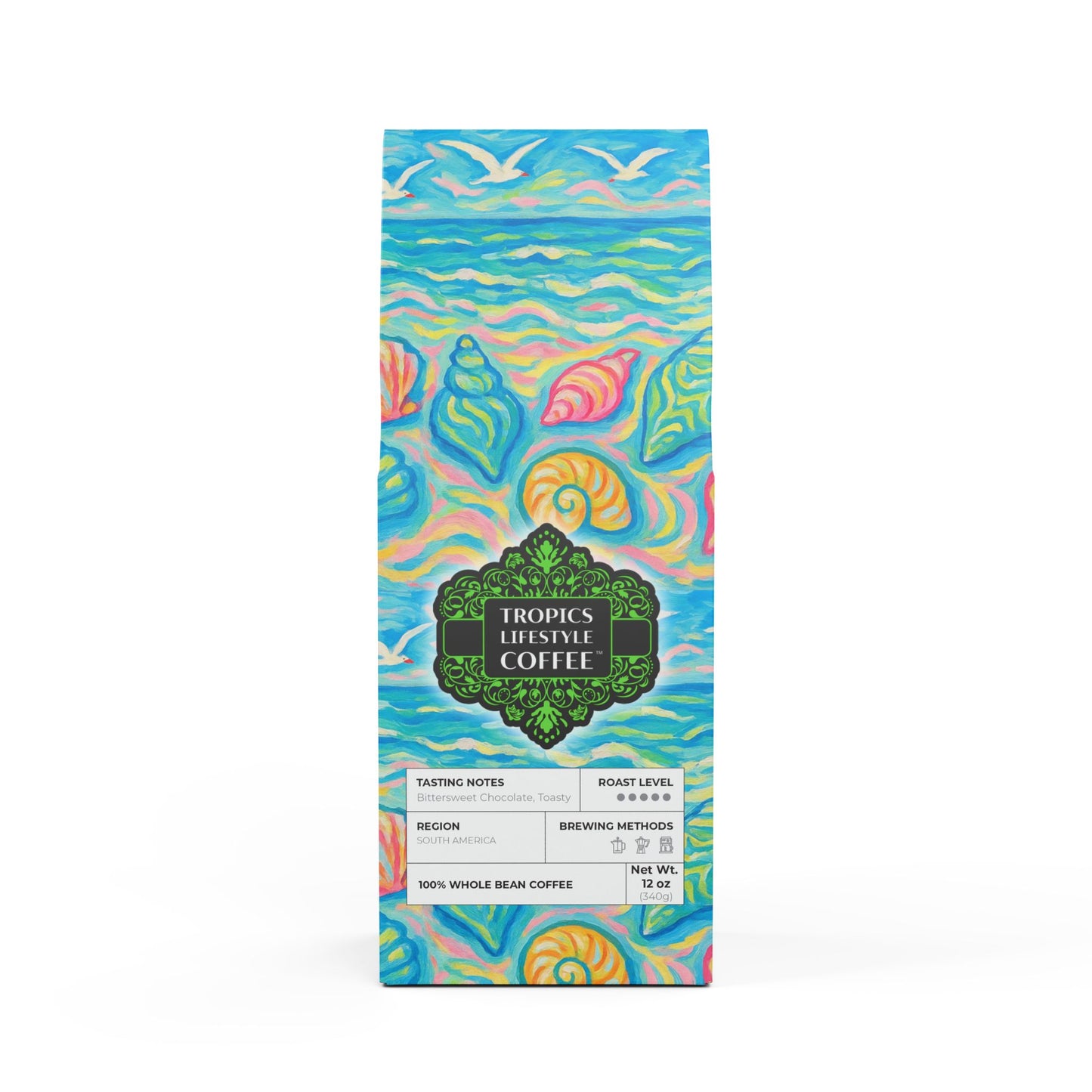 Black Coral Blend™ (Dark French Roast) Specialty Grade Craft Coffee / Glow Seashells