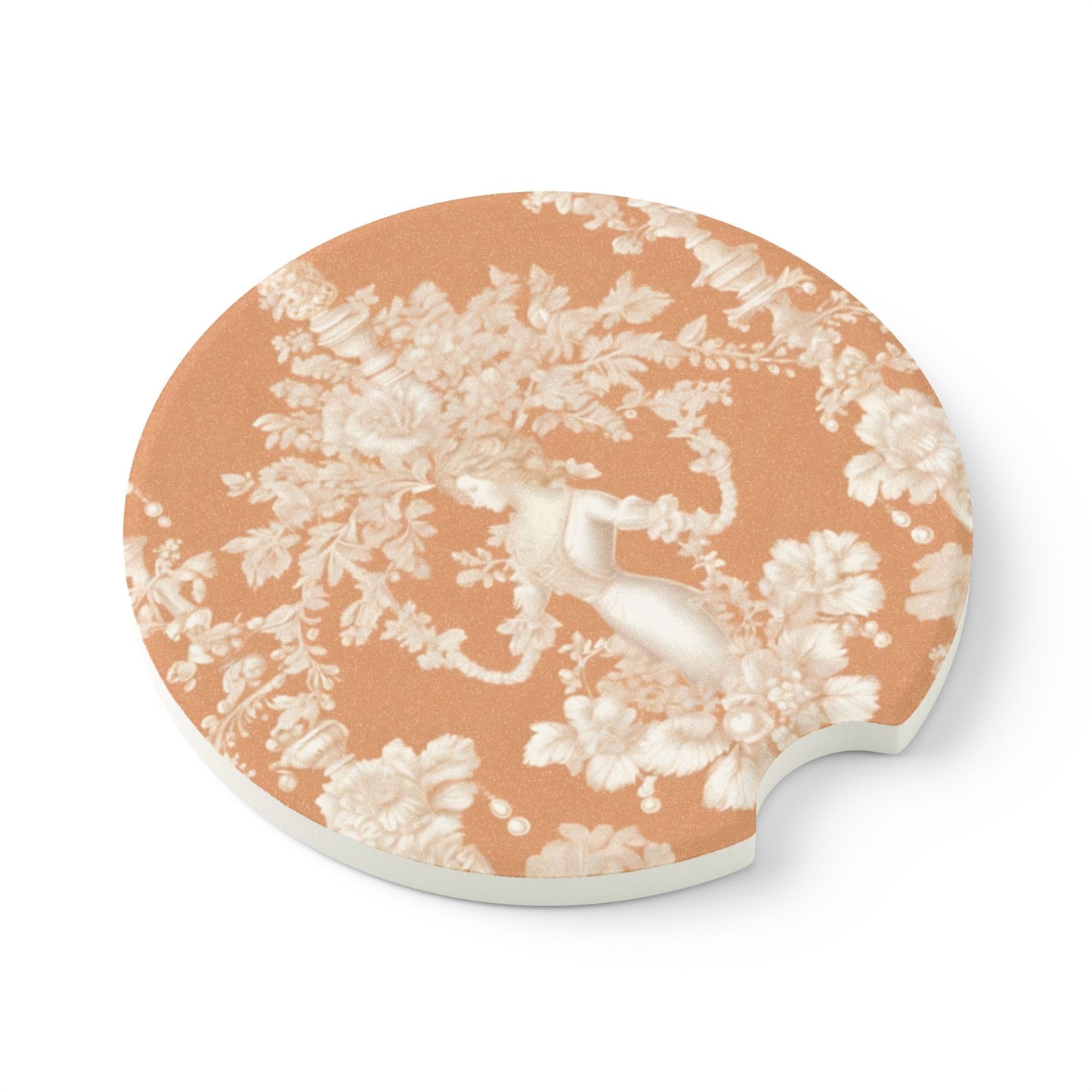 Soapstone Car Coaster - Pearl Lady Toile, melon