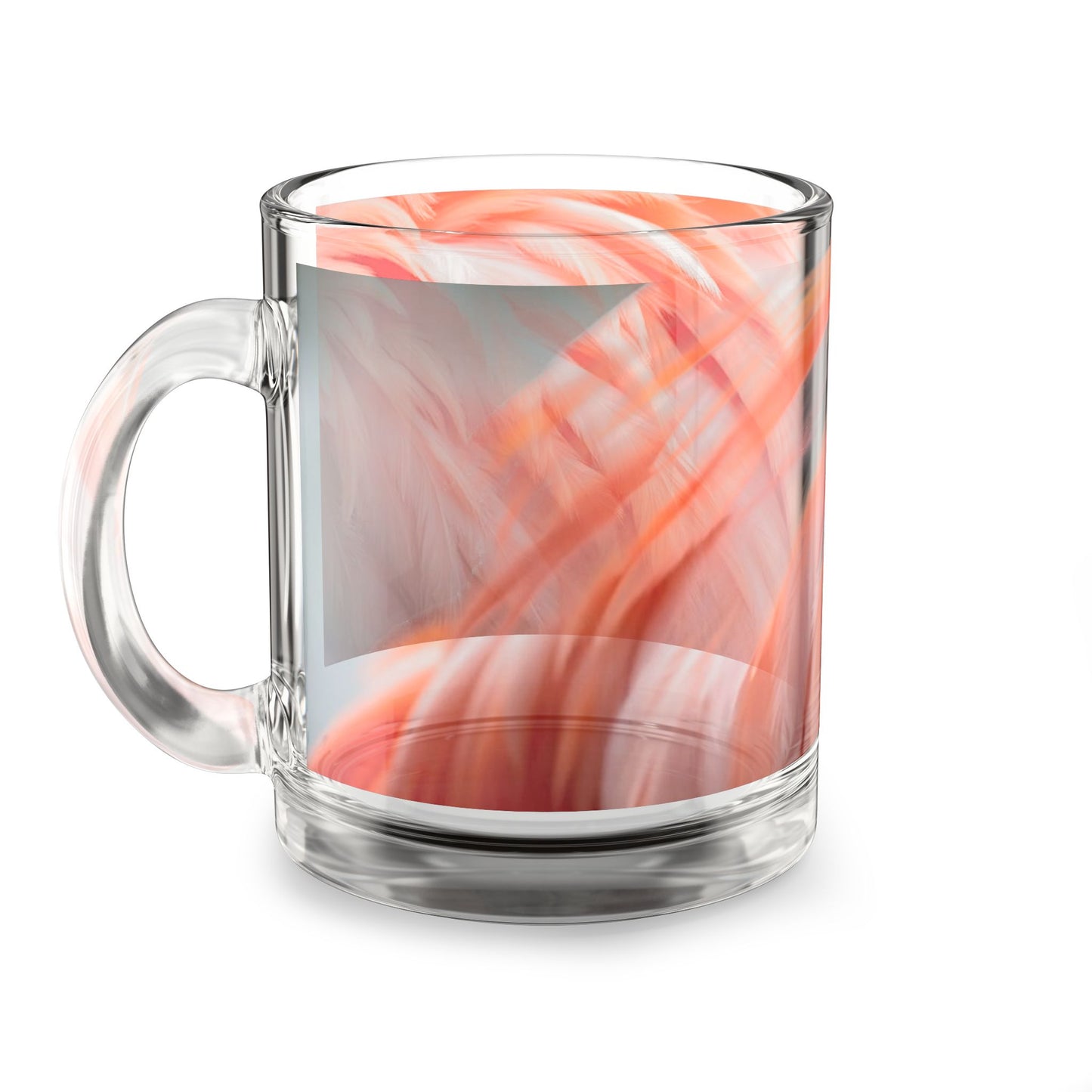 Tropical Glass Mug - 10oz Coffee Cup / Flamingo Feathers