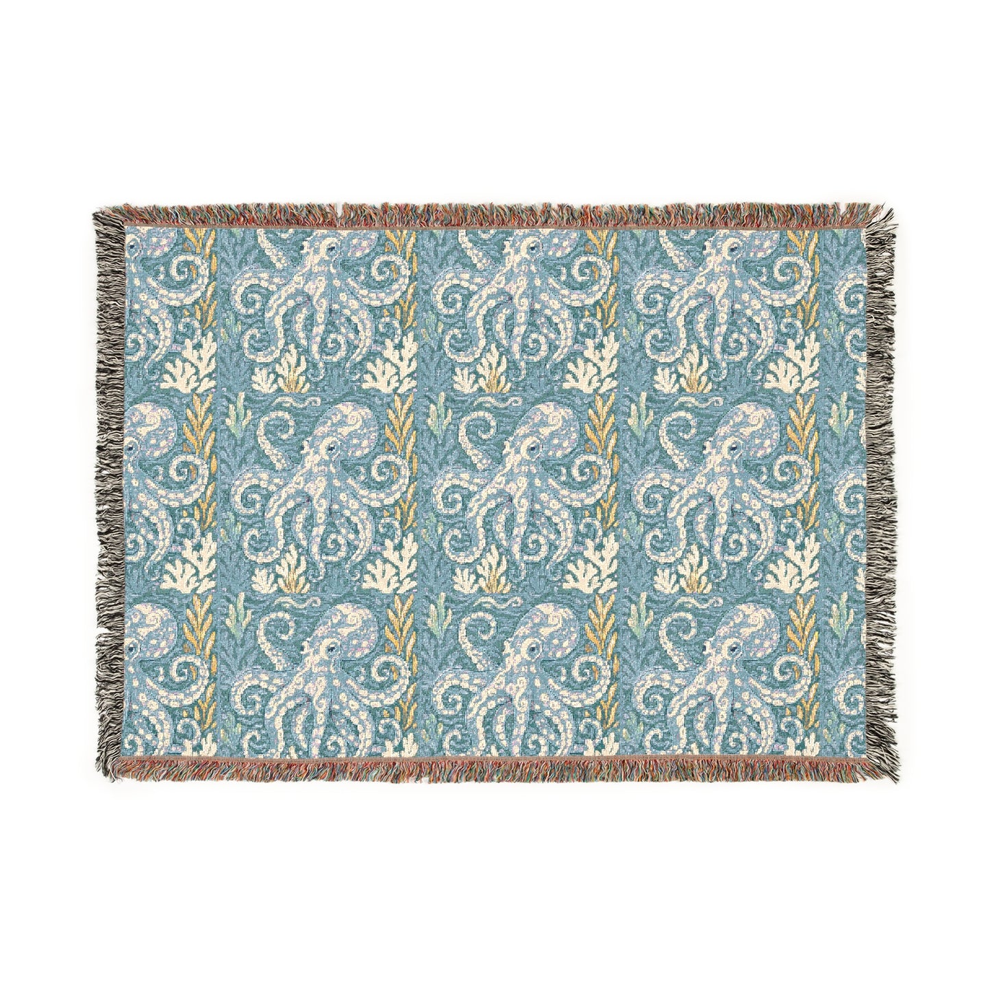 Woven Blanket, 3 Sizes - Tropical Home Decor / Kraken Joe, Blue