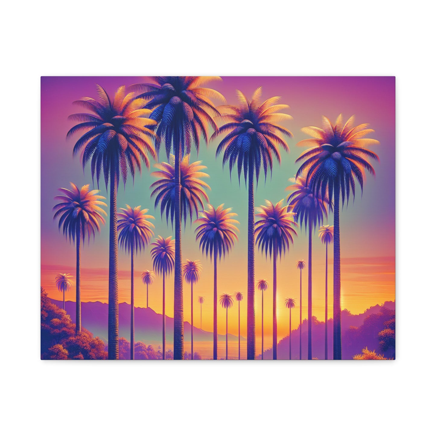 Matte Canvas, Stretched, Various Sizes / Sunset Palms