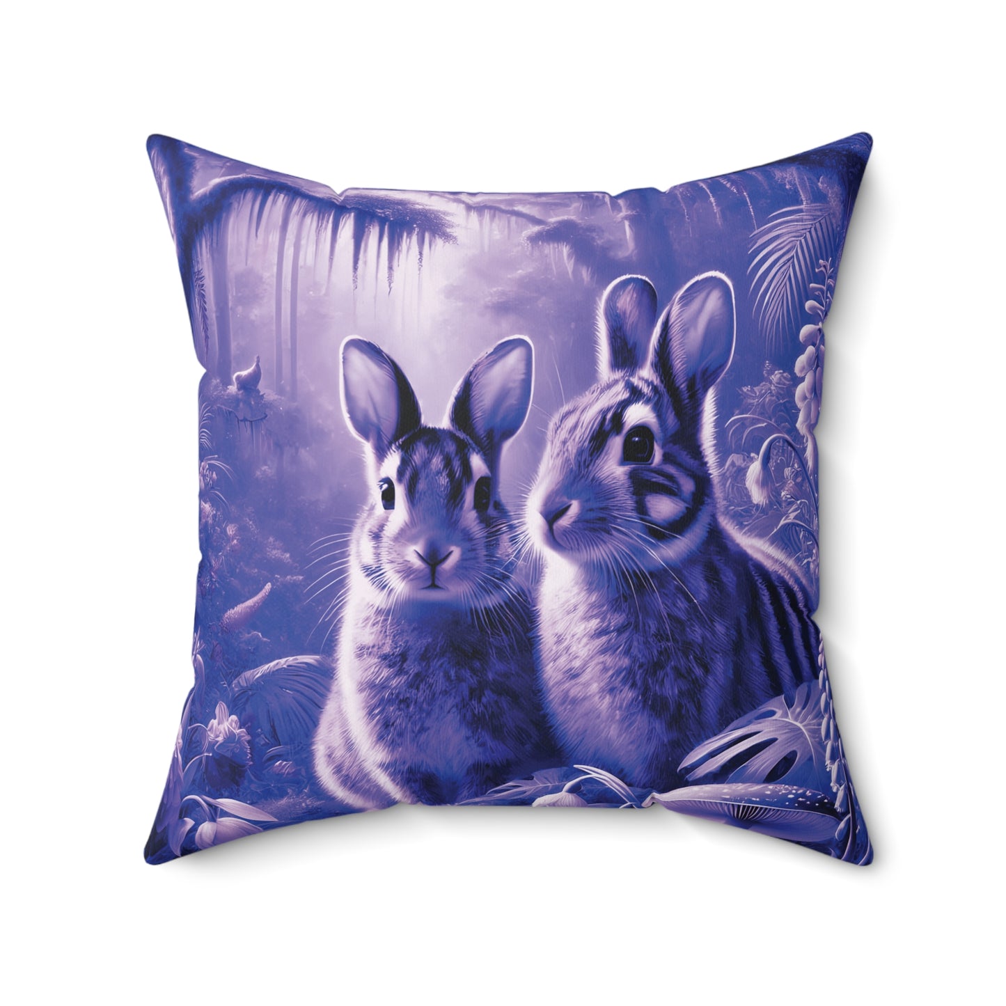 Decorative Pillow - Accent Cushion, 4 Sizes /Tropical Sumatran Rabbits/Amethyst