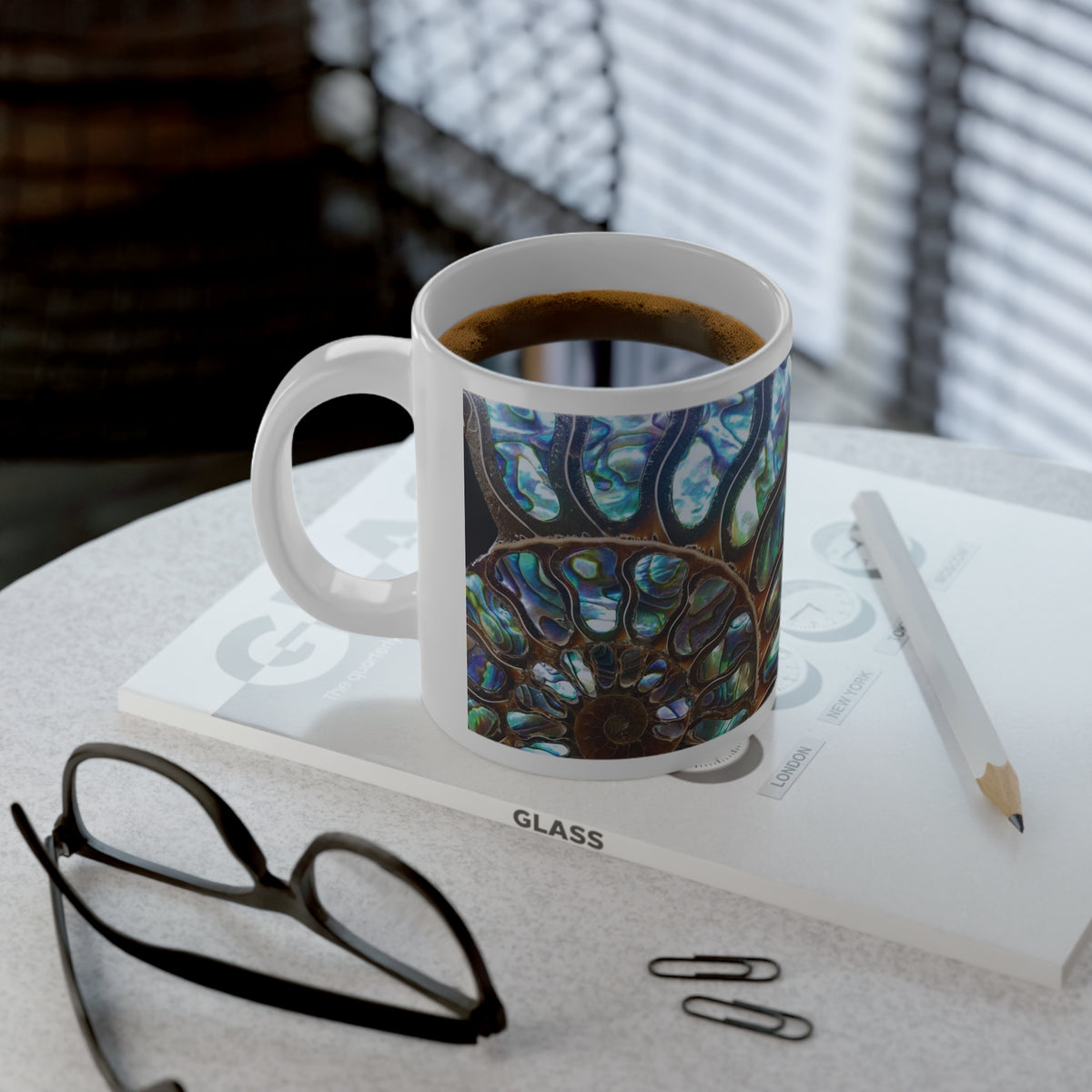 Jumbo Mug, 20oz, Ammonite and Abalone | Tropical Coffee Cup