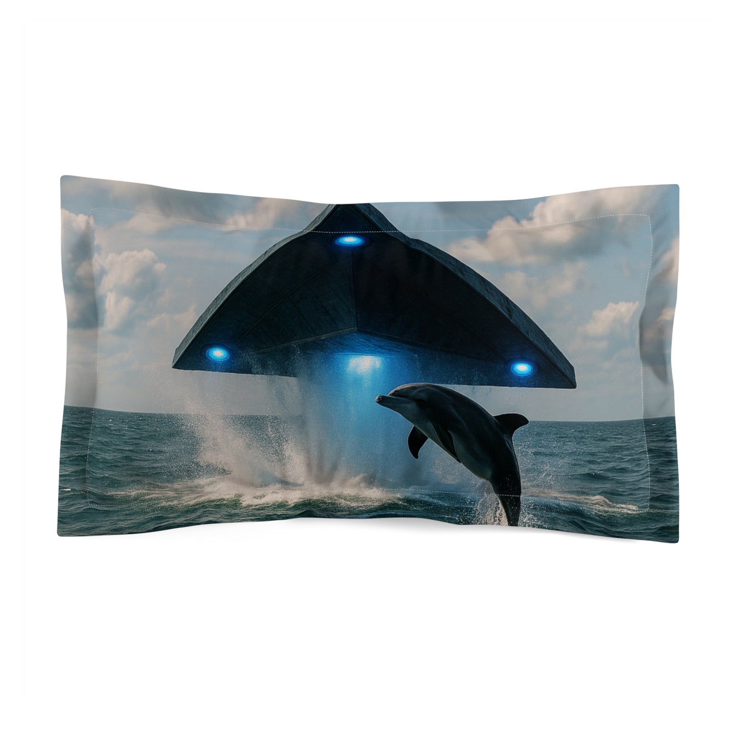 Microfiber Pillow Sham | Tropical Vibes for Relaxation / UFO and Dolphin