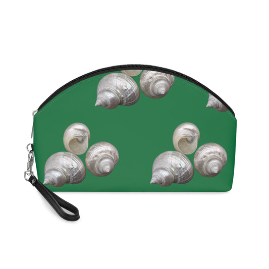 Makeup Bag - White Nautilus Trio, dark green