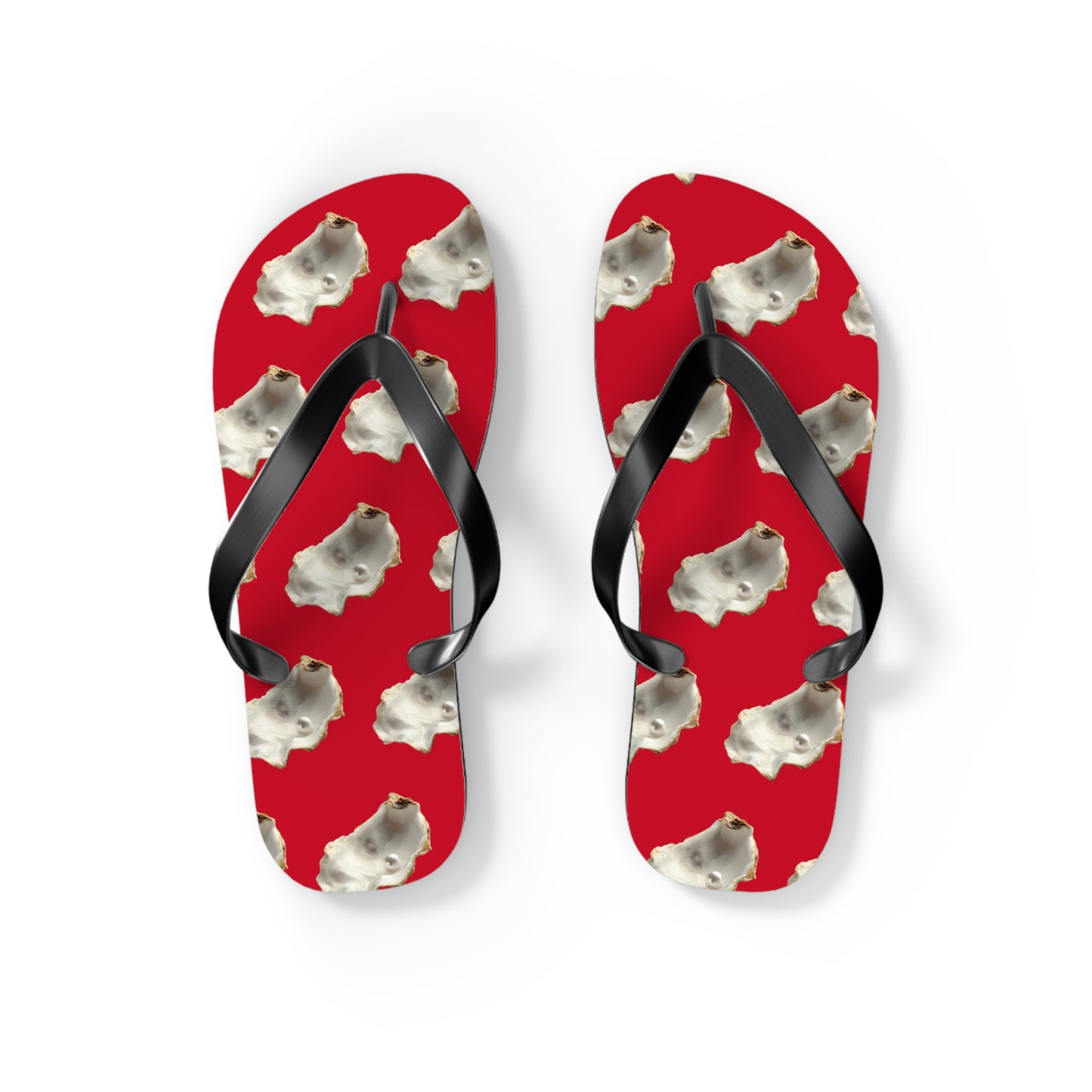 Flip Flops - White Pearl Oyster, dark red