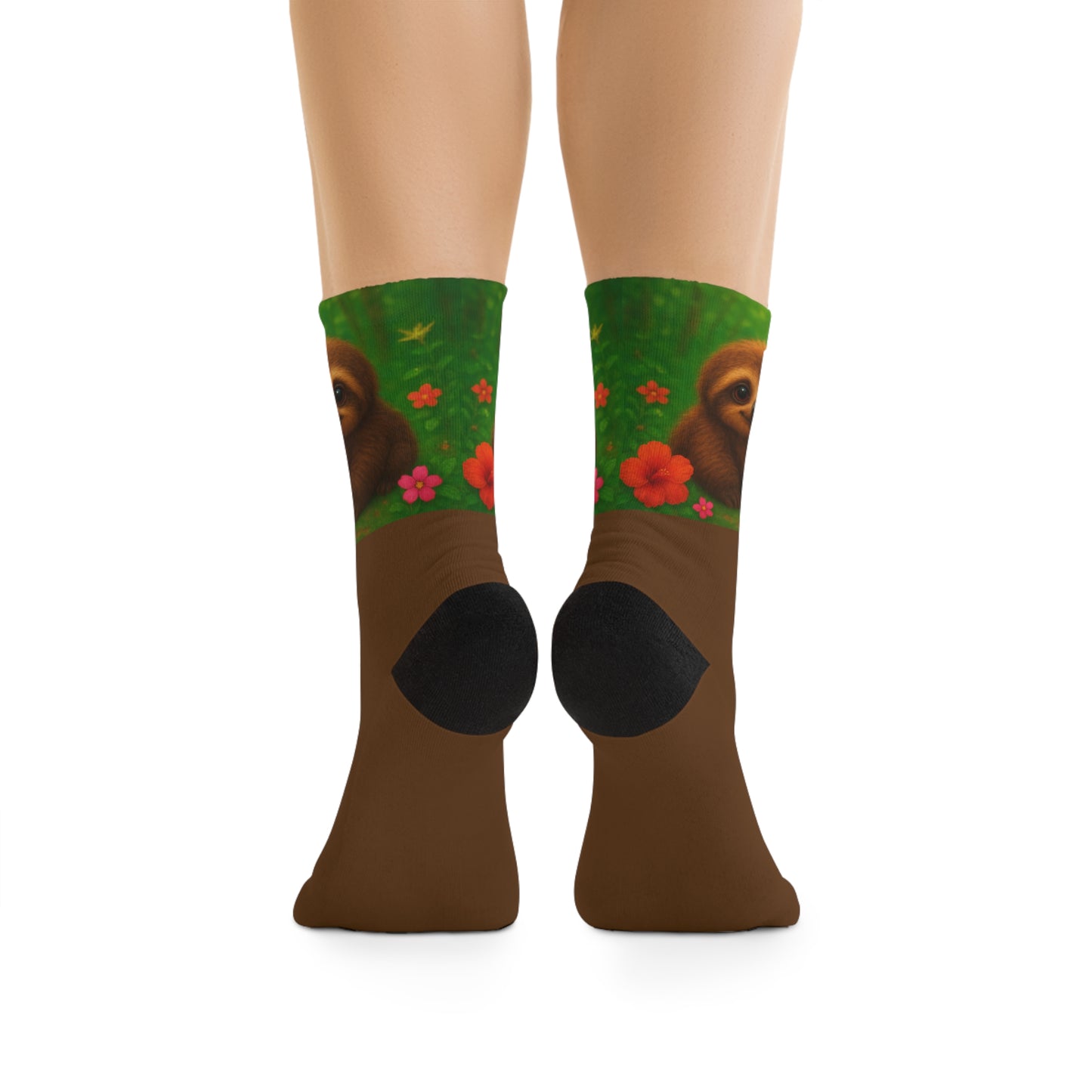 Recycled Poly Socks, Palm Glow Green/Brown