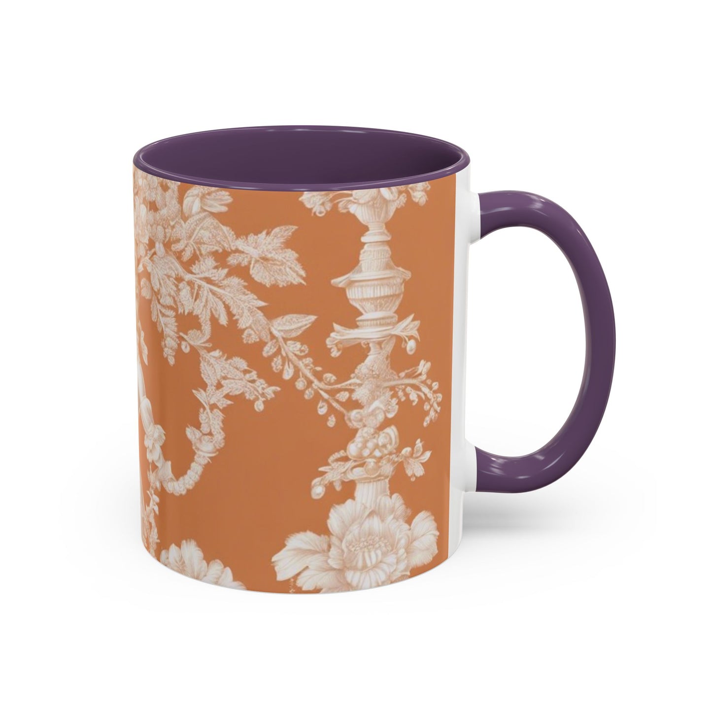 Accent Coffee Mug (11, 15oz), Pearl Lady Toile/Melon, Various Colors