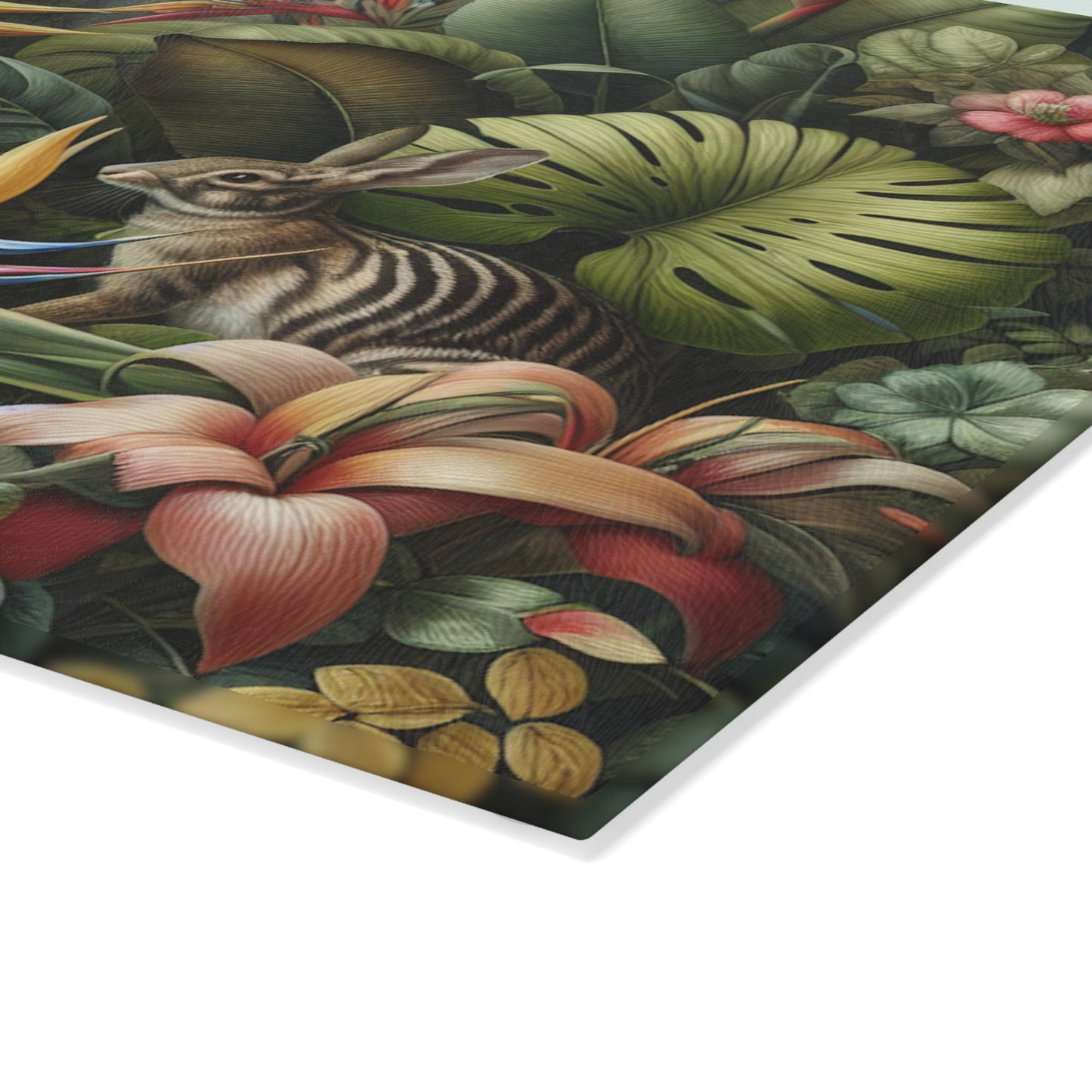Glass Cutting Board, 2 sizes - Rainforest Rabbit Outing