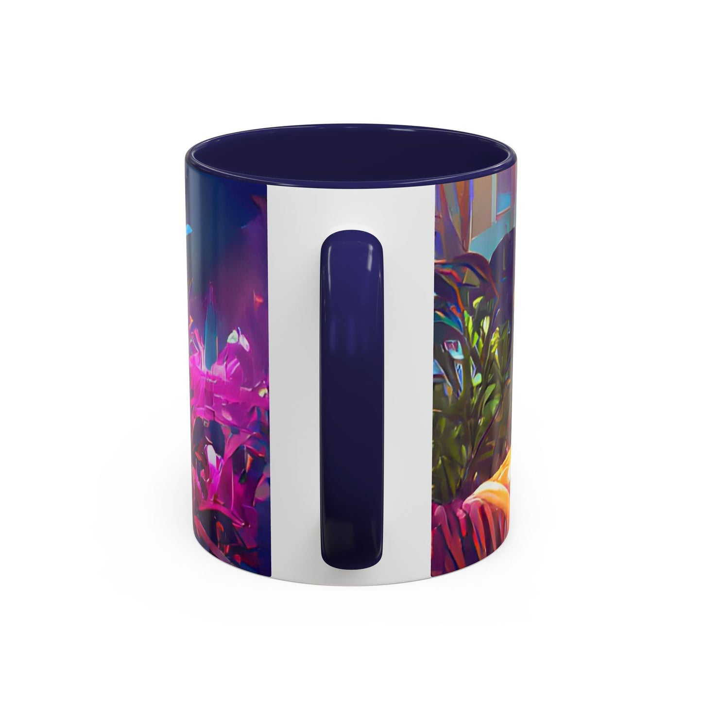 Accent Coffee Mug (11, 15oz) - Midnight Kiss in Tropical Garden