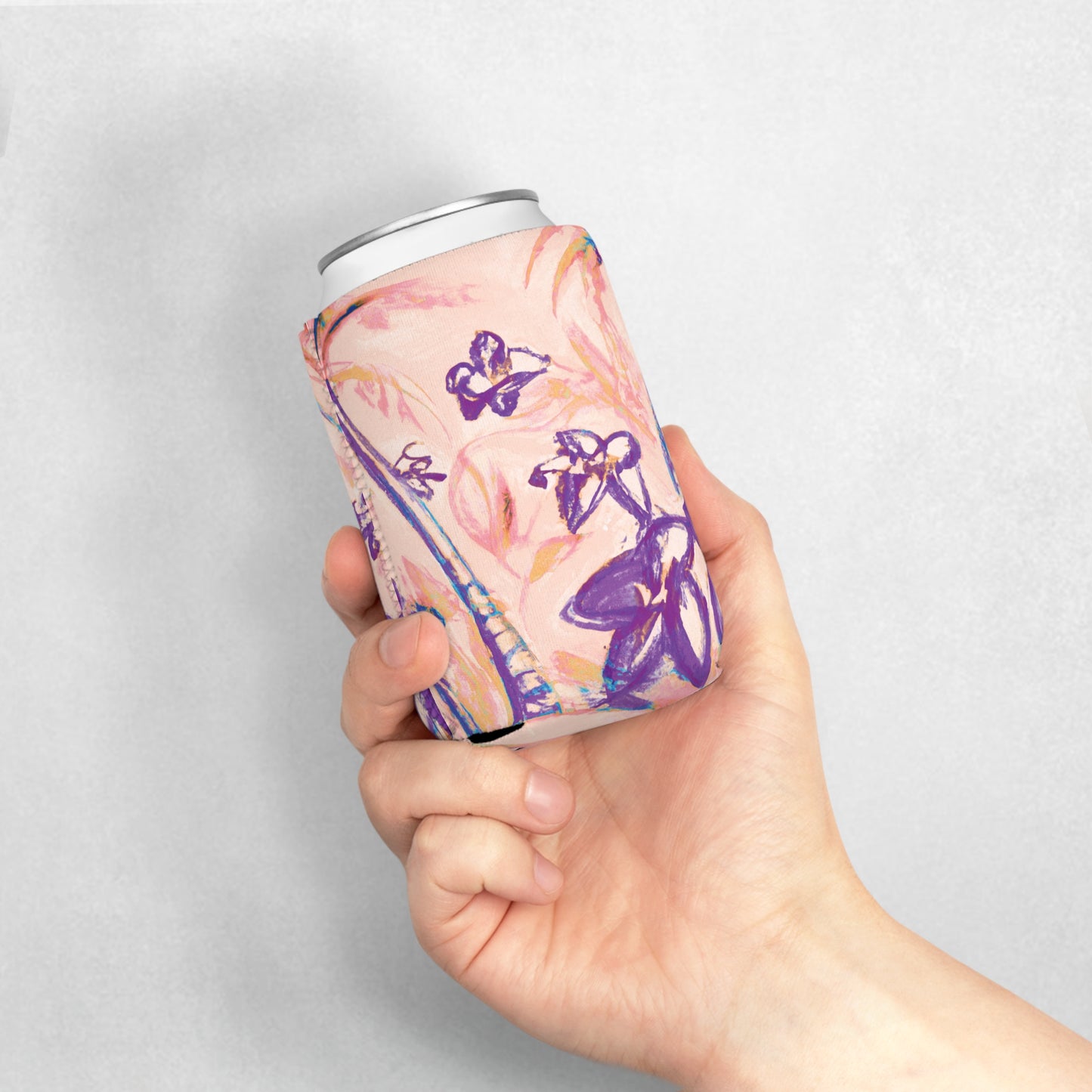 Tropical Doodles/Peach Can Cooler Sleeve - Perfect for Outdoor Picnics