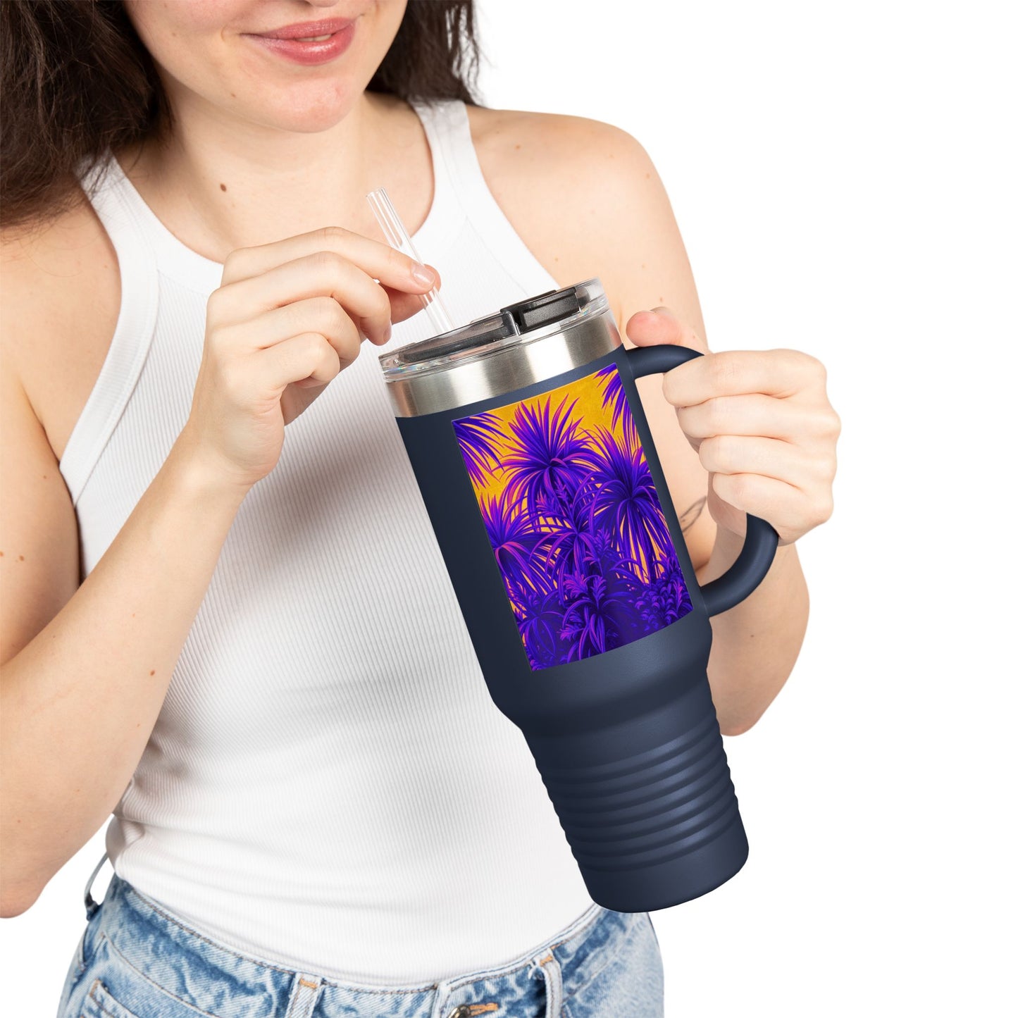 Tiny Palm Island/Palm Insulated Travel Mug - 40oz - Perfect for Outdoor Adventures