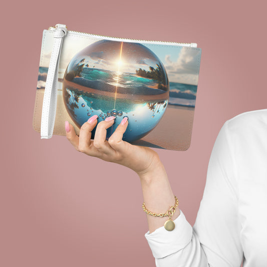 Tropical Faux Leather Clutch Bag - Perfect for Beach Adventures & Summer Vacations / Beach Illusion Ball