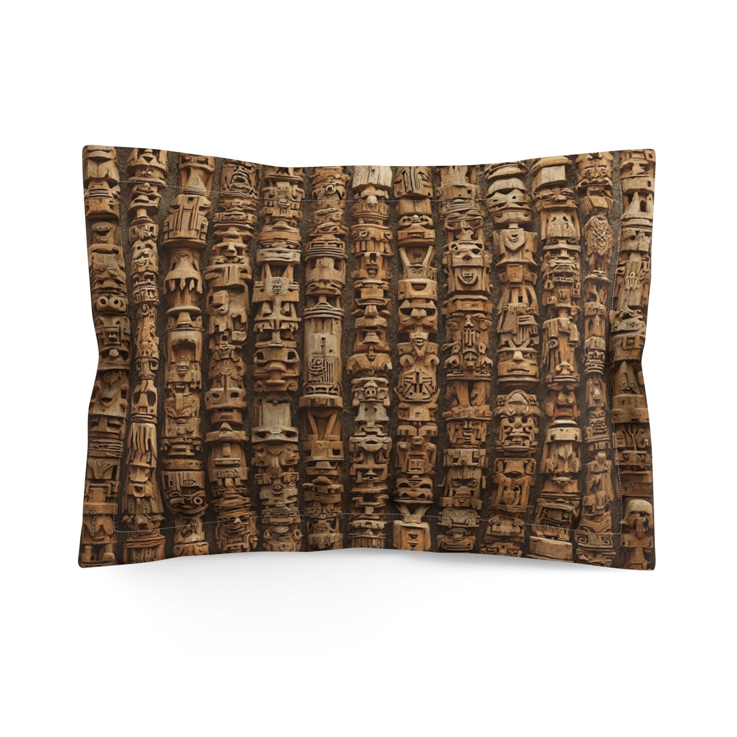 Microfiber Pillow Sham, 2 Sizes | Tropical Vibes for Relaxation / Ancient Tiki Totems