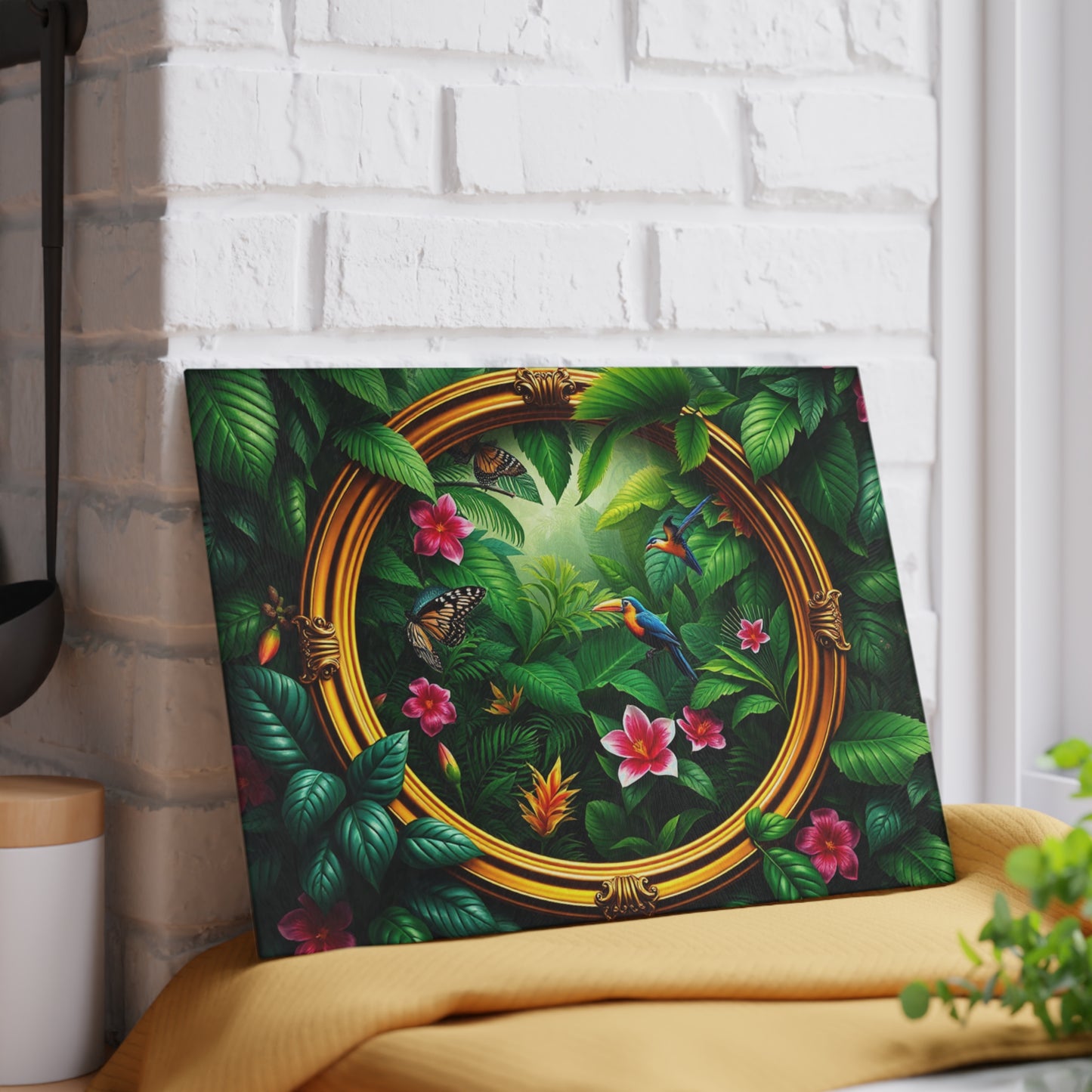 Glass Cutting Board, 2 sizes - Framed Rainforest