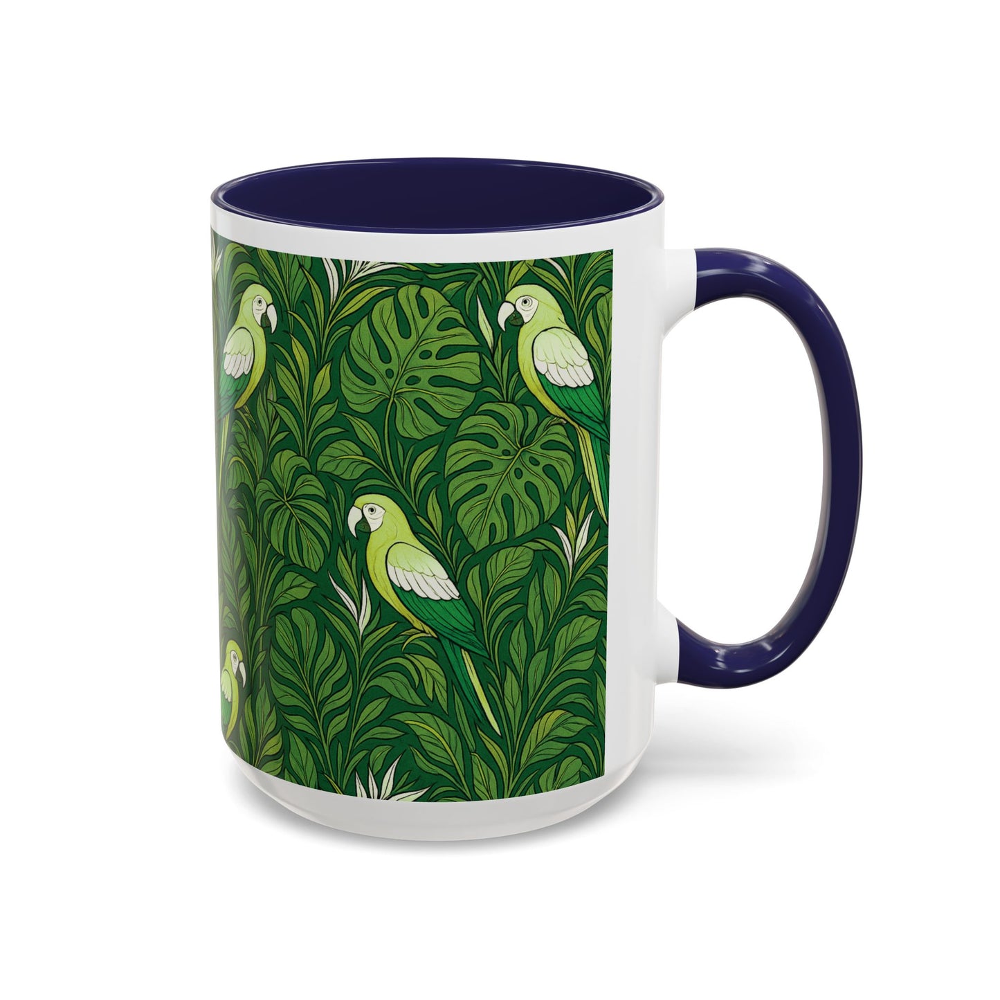 Accent Coffee Mug (11, 15oz), 8 Colors - Parrot Family, Lime
