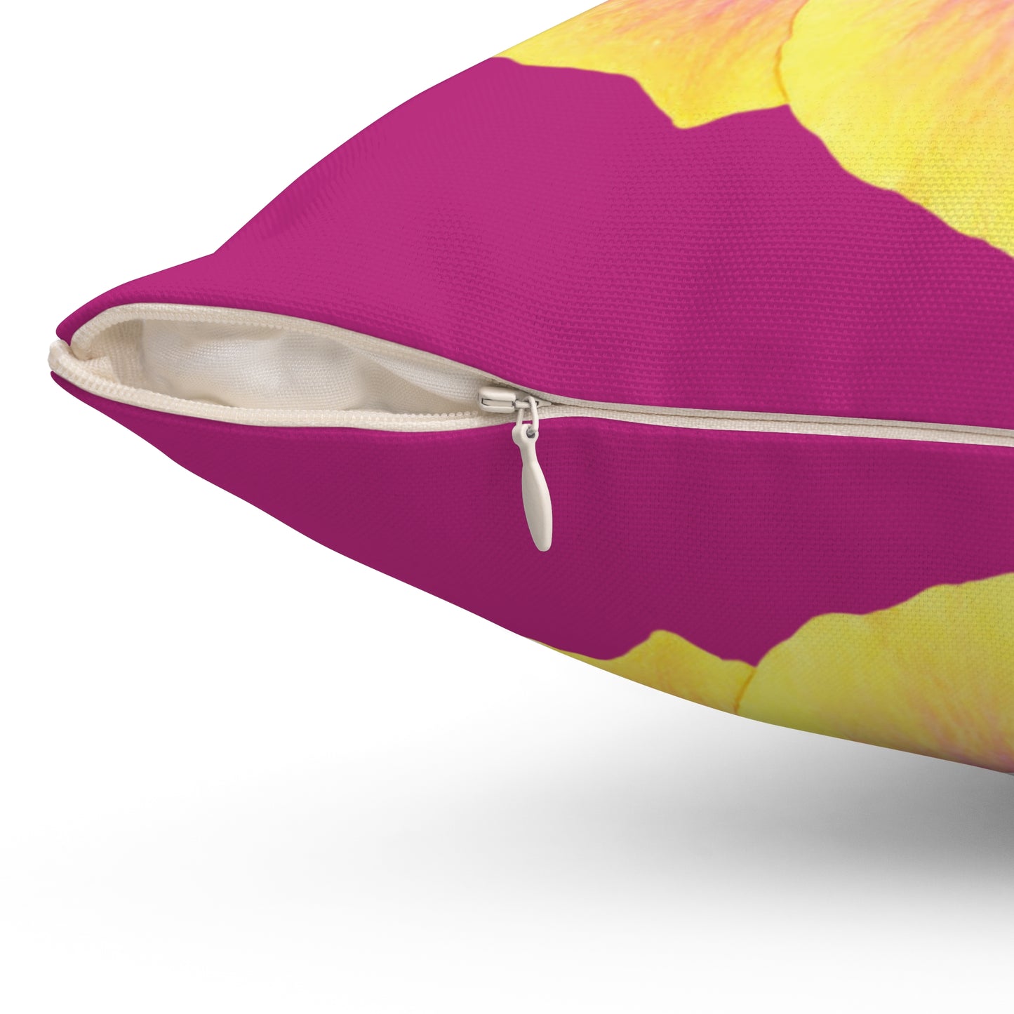 Decorative Pillow - Accent Cushion, 4 Sizes / Photo Yellow Hibiscus, Pink