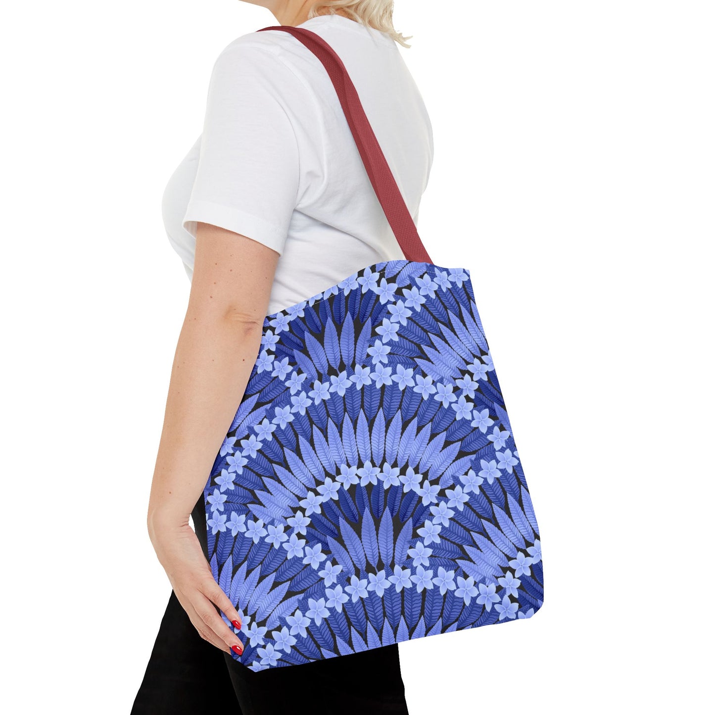 Plumeria and Palms Blue Tote Bag - 3 Sizes