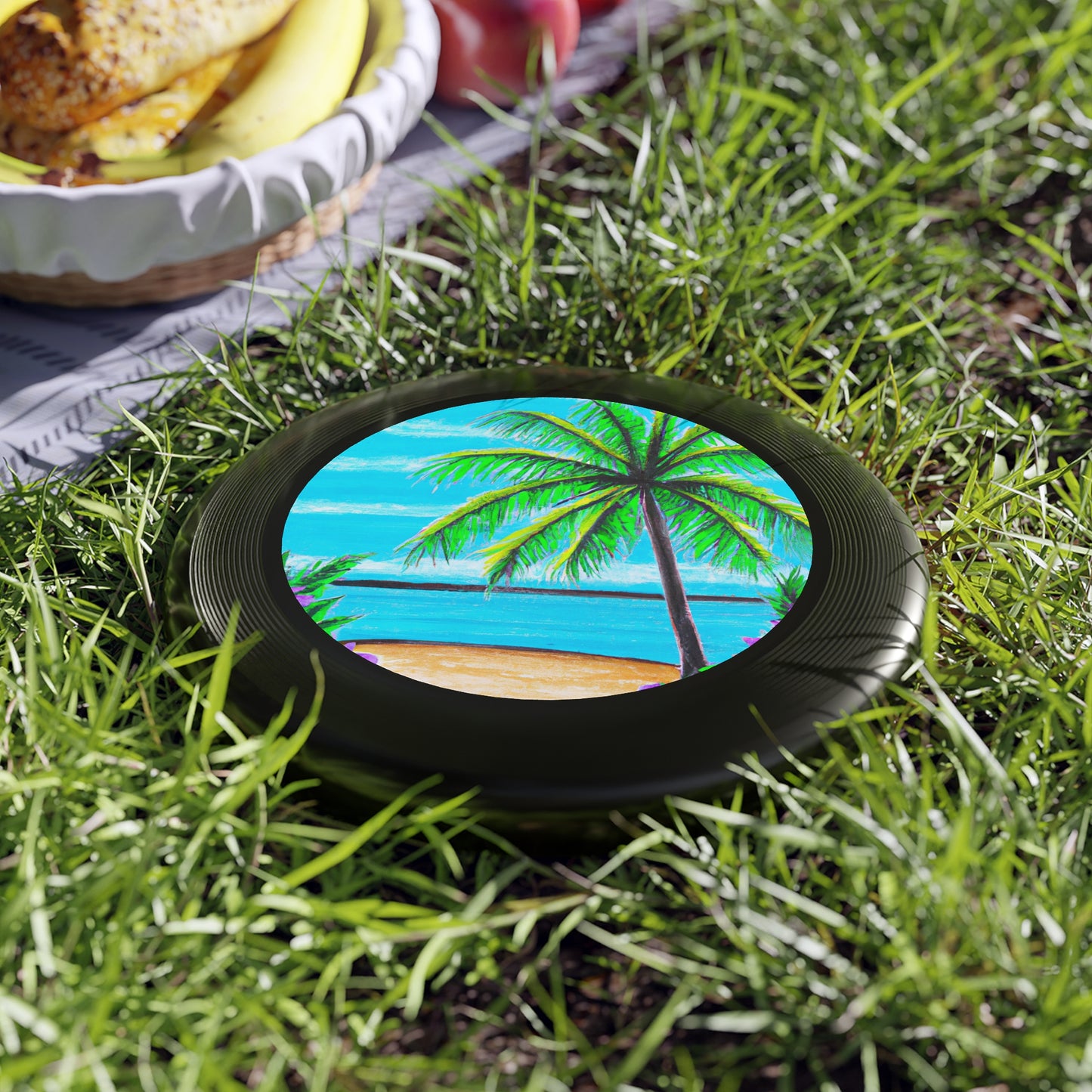 Tropical Paradise Frisbee with Palm Tree Design for Beach Fun