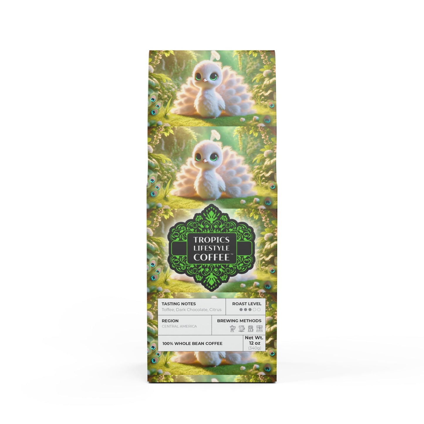 Citrus Bay Blend™ (Medium Roast) Specialty Grade Craft Coffee / Baby White Peacock