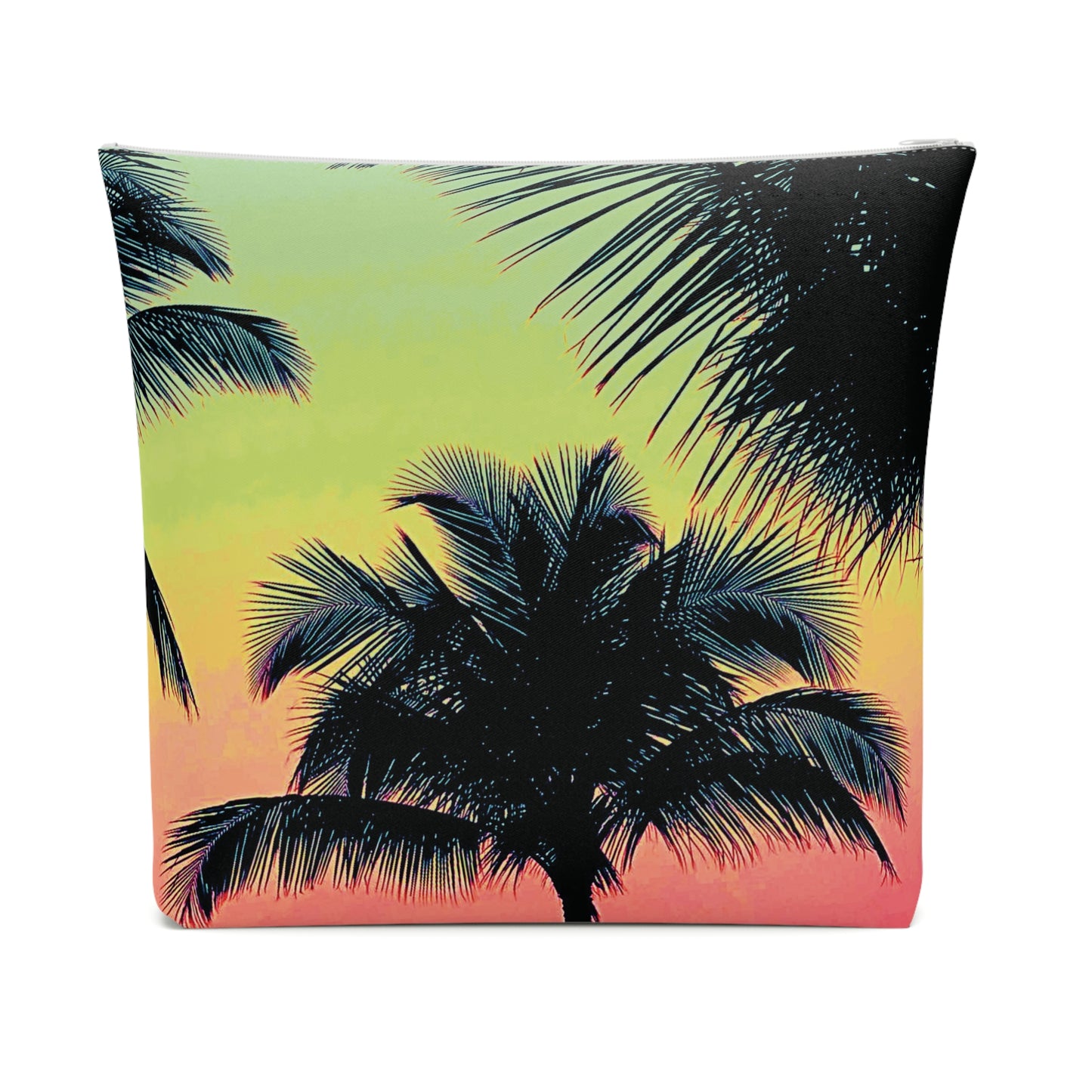 Tropical Cotton Cosmetic Bag, Makeup Pouch, 5 Sizes / Palm Glow, Sangria