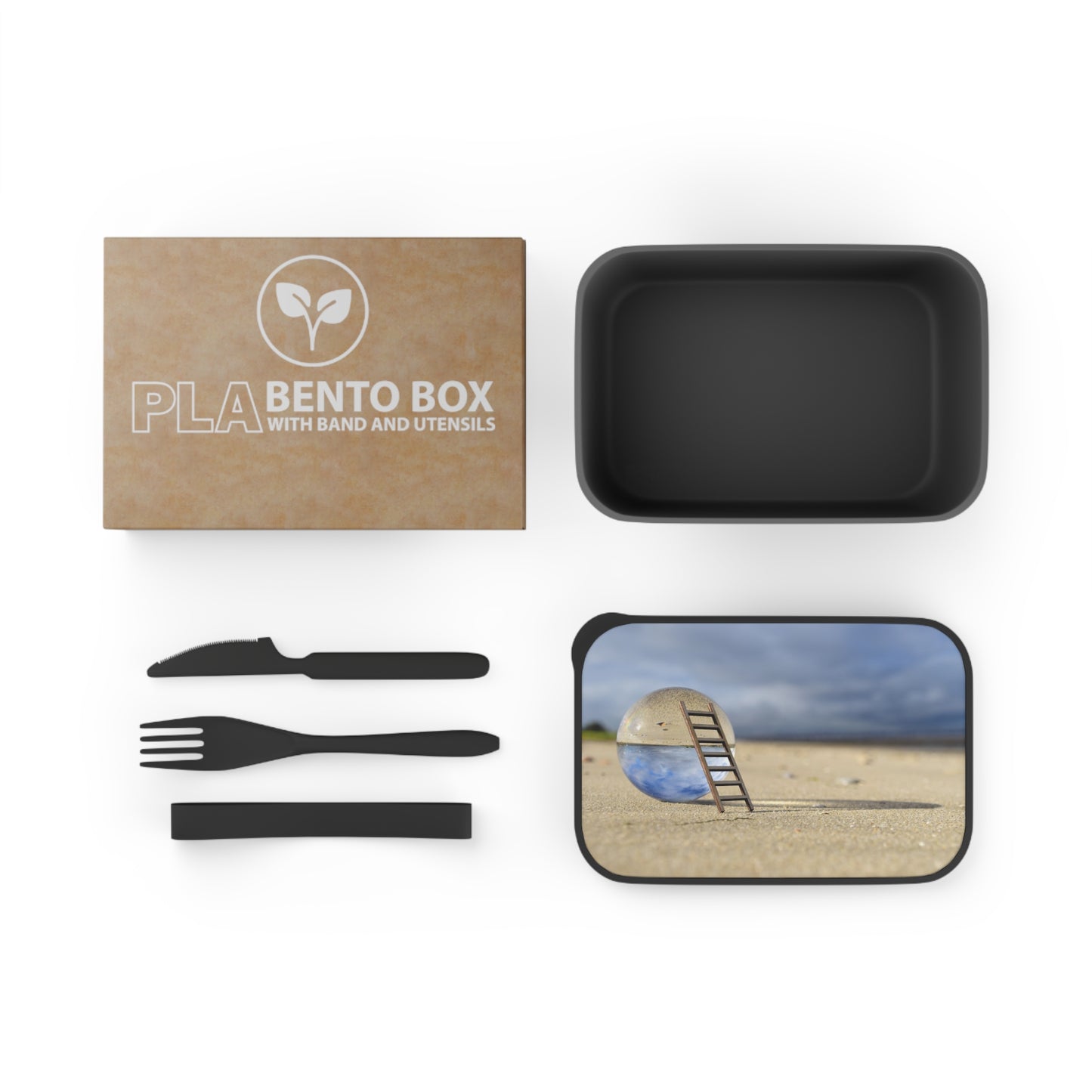 Bento Box with Utensils - UFO Lands on the Beach