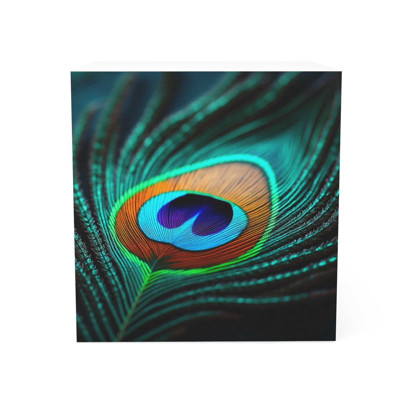 Note Cube - Peacock Eye Feather, Turquoise