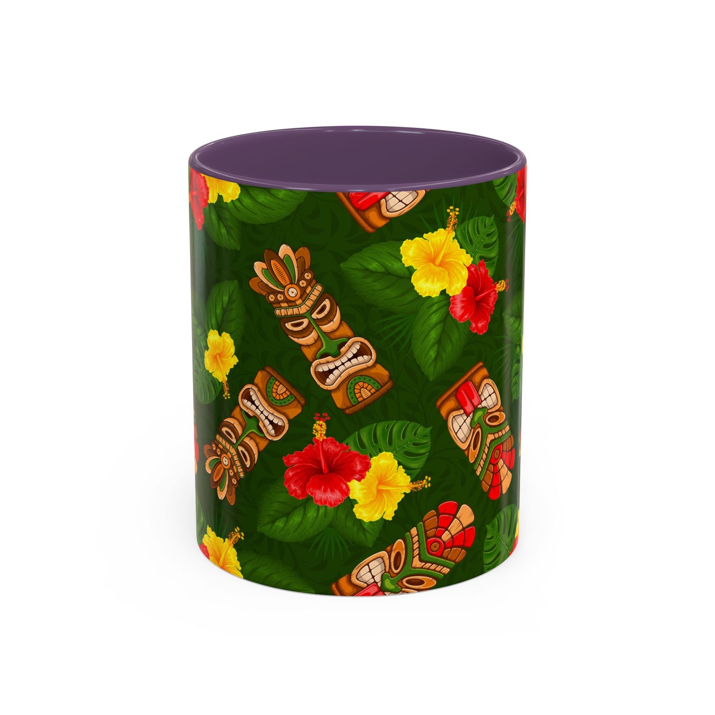 Accent Coffee Mug (11, 15oz), 8 Colors - Tiki Hibiscus Garden