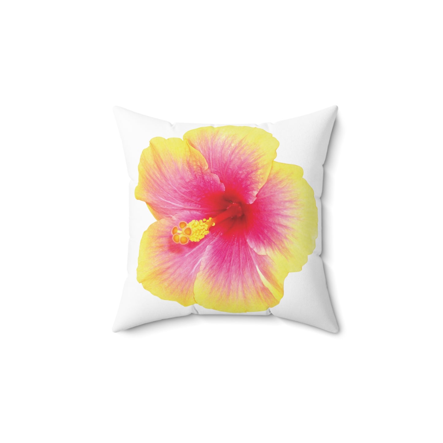 Decorative Pillow - Accent Cushion, 4 Sizes / Photo Yellow Hibiscus, White