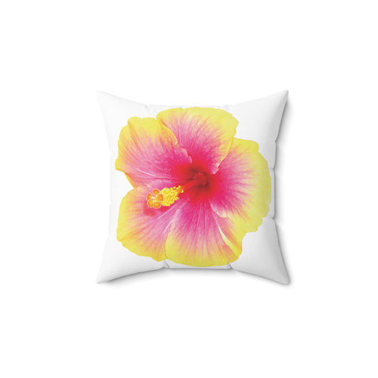 Decorative Pillow - Accent Cushion, 4 Sizes / Photo Yellow Hibiscus, White