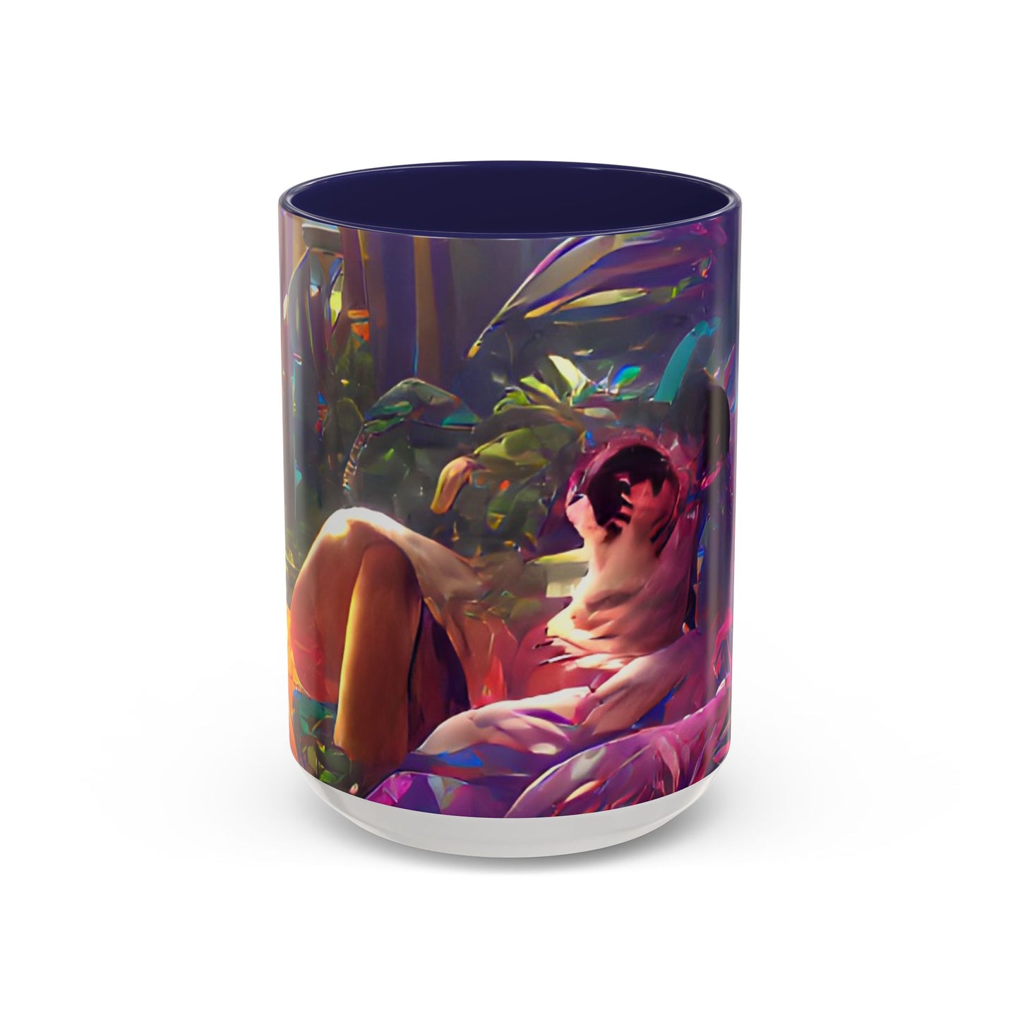 Accent Coffee Mug (11, 15oz) - Midnight Kiss in Tropical Garden