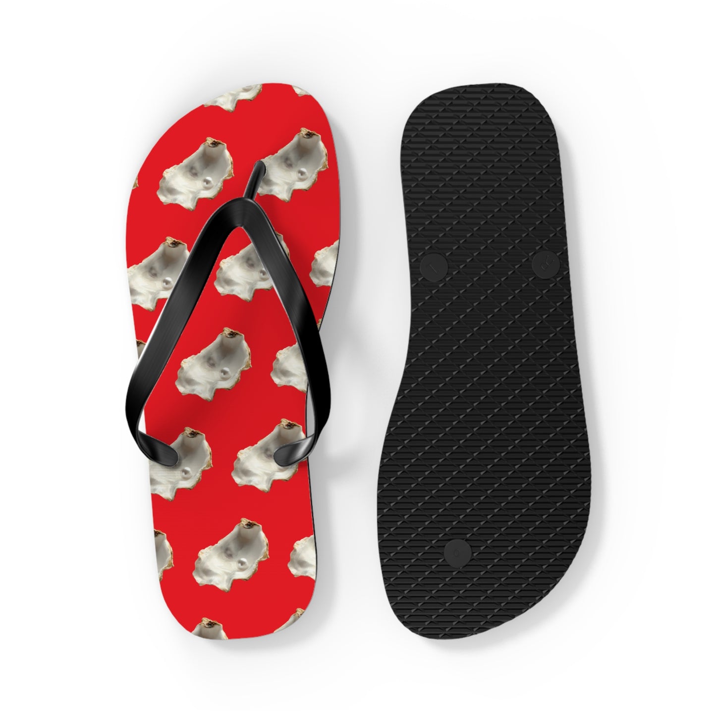 Flip Flops - White Pearl Oyster, red