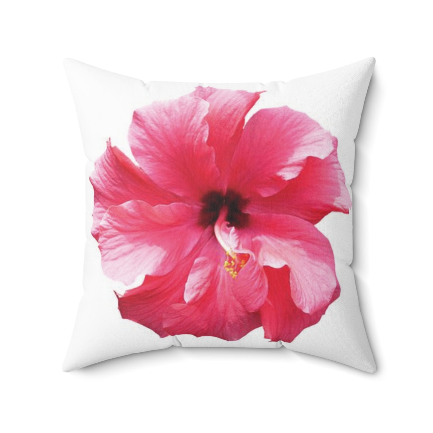 Decorative Pillow - Accent Cushion, 4 Sizes / Photo Pink Hibiscus, White