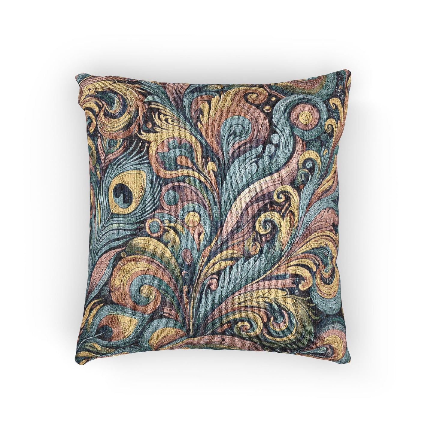 Woven Pillow, 17"W x 18"L - Peacock Feather Currents