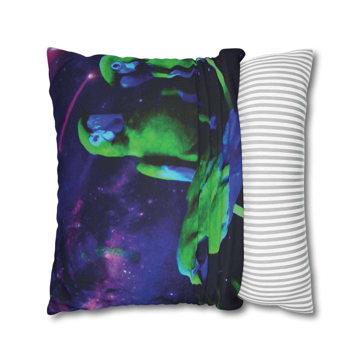 Faux Suede Square Pillowcase - Neon Parrots at Night