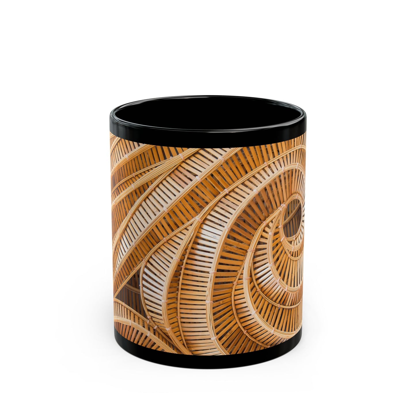 Natural Bamboo Spiral Black Coffee Mug