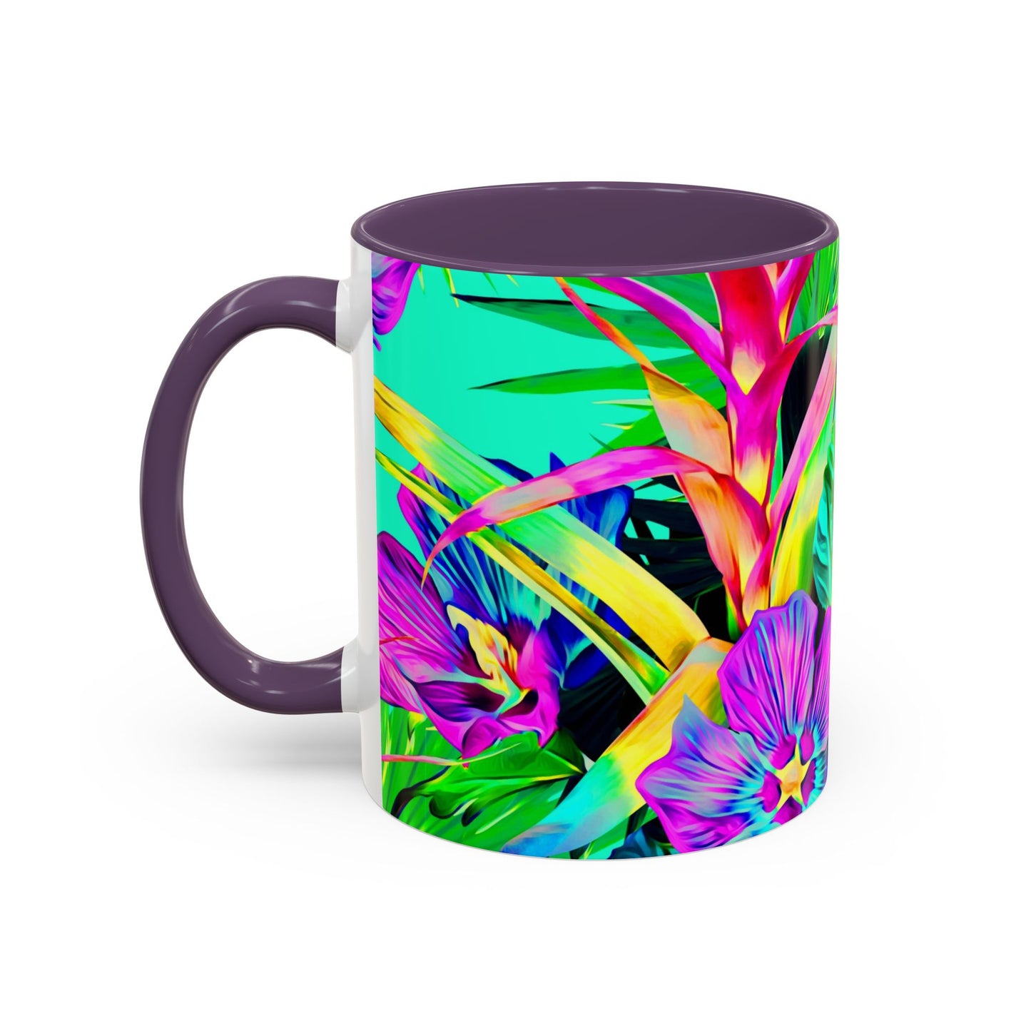 Accent Coffee Mug (11, 15oz), Plant Palooza, turquoise / Various Colors