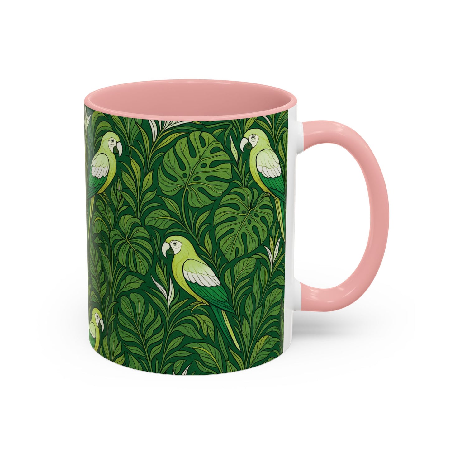 Accent Coffee Mug (11, 15oz), 8 Colors - Parrot Family, Lime