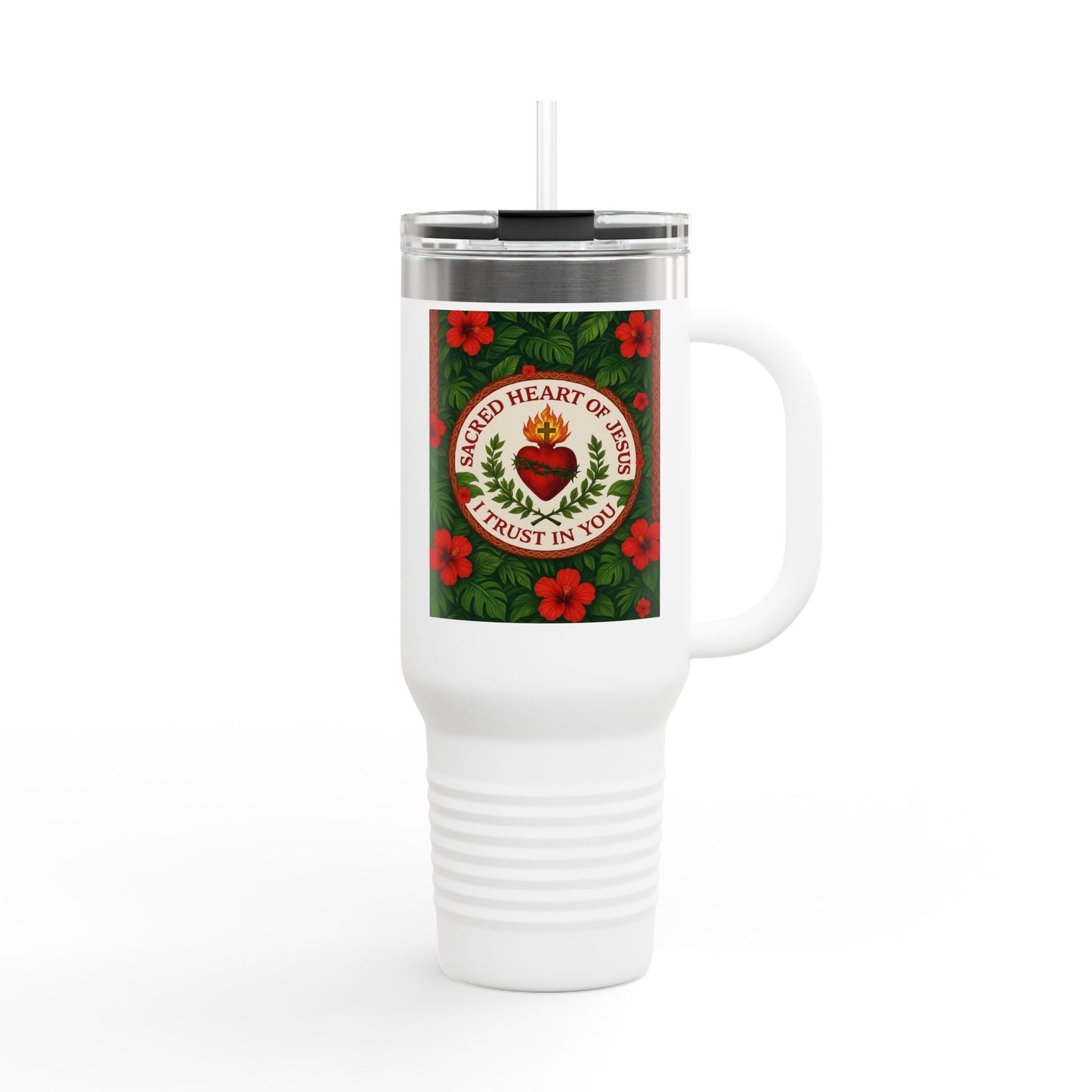 Religious Insulated Travel Mug, 40oz / Sacred Heart of Jesus - Perfect for Outdoor Adventures