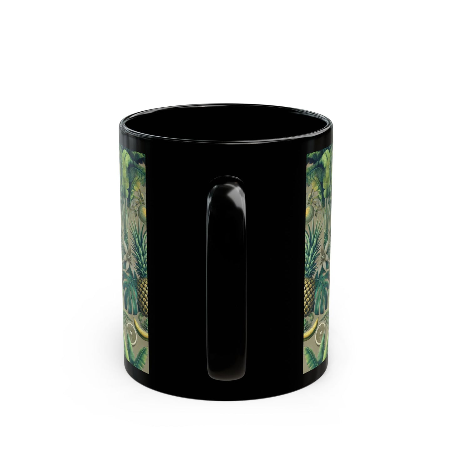 Black Coffee Mug - Tropical Fruit, Taupe