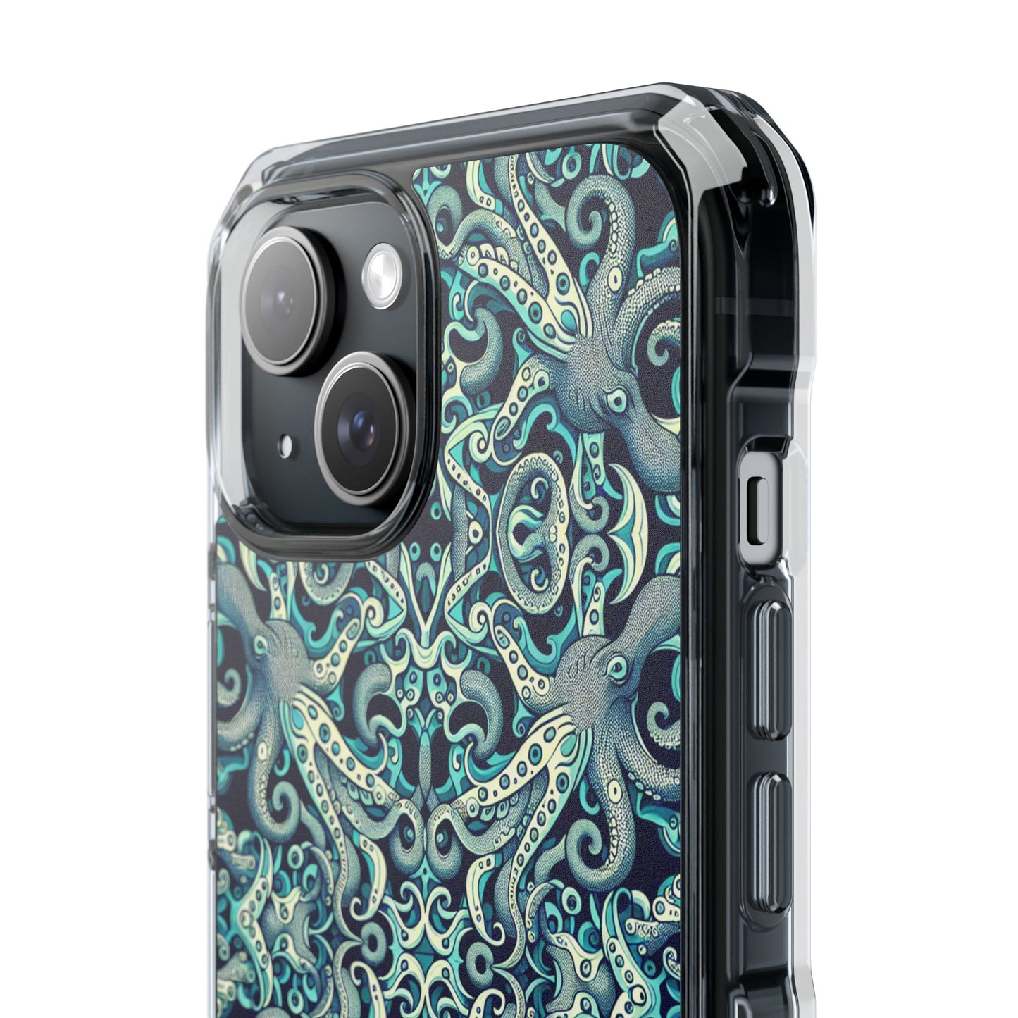 Twisted Aqua Octopus Magnetic Clear Phone Case, Many Models