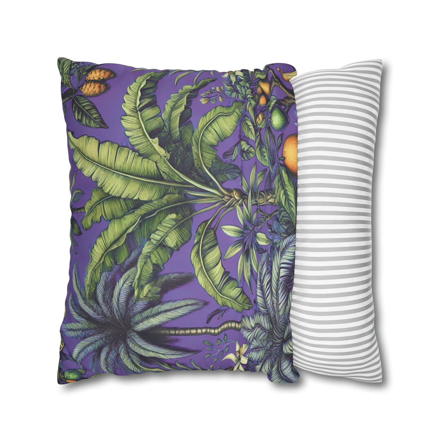 Faux Suede Square Pillowcase - Tropical Fruit, Purple