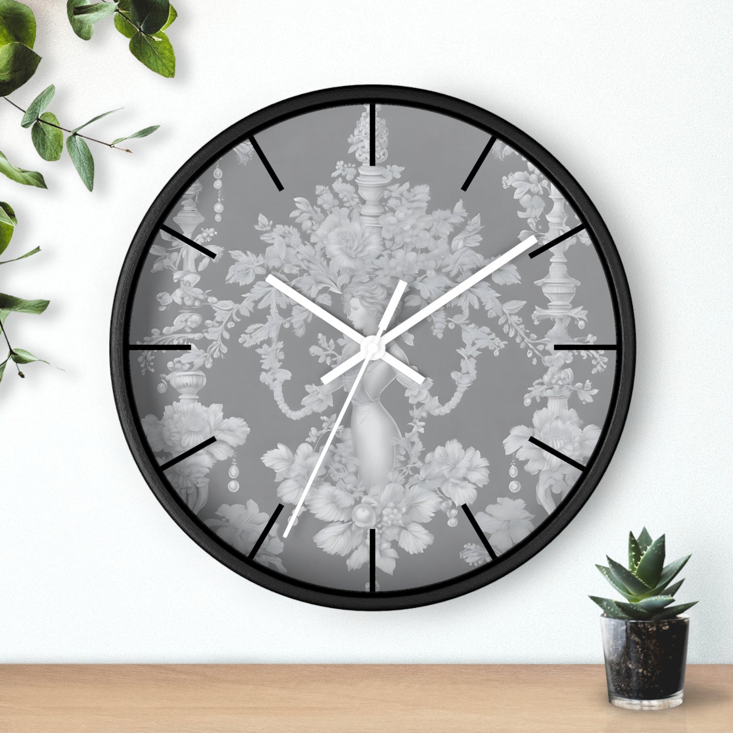 Wall Clock, Pearl Lady Toile / Slate, Hands/Base Variants