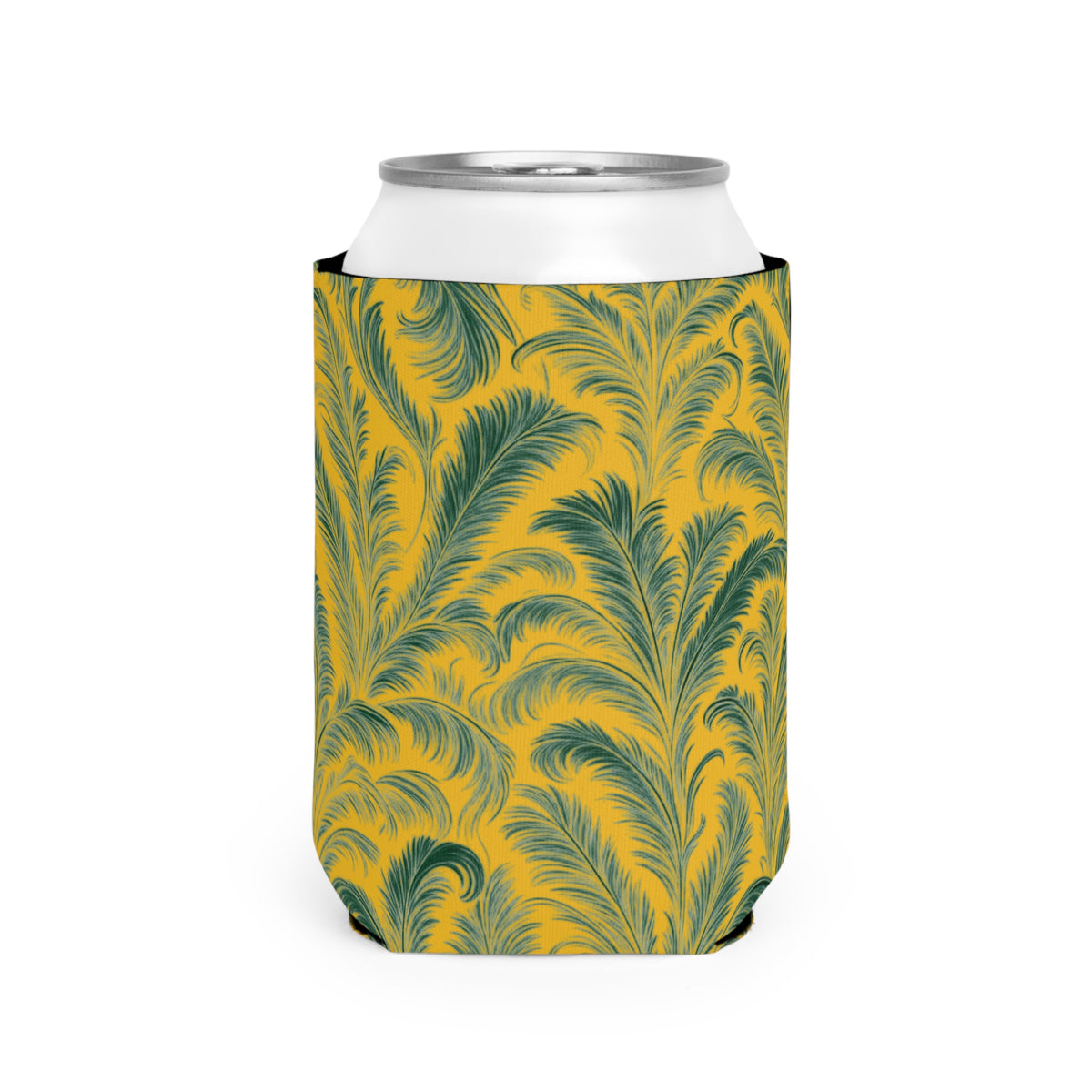 Rocco Greens/Yellow Can Cooler Sleeve - Perfect for Outdoor Picnics