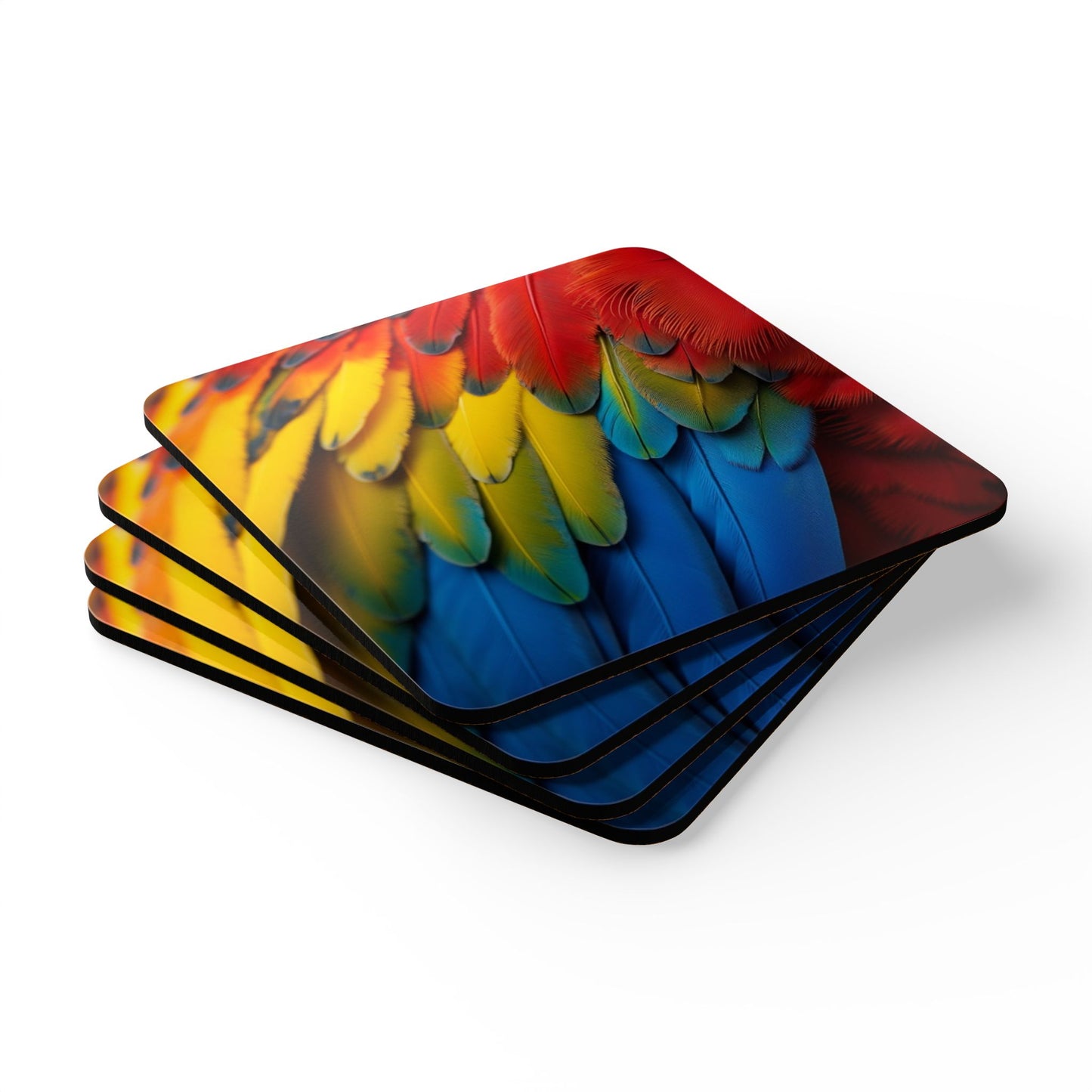 Four-piece Coaster Set - Macaw Feathers